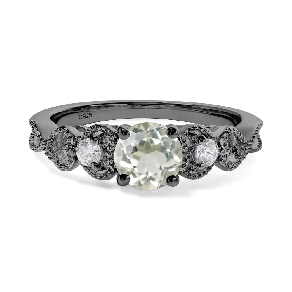 Green Amethyst Vintage Style Engagement Ring - LUO Jewelry #metal_black finish sterling silver