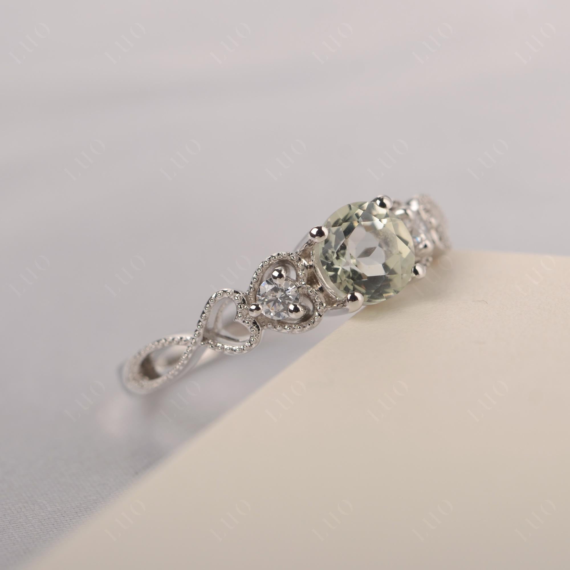 Green Amethyst Vintage Style Engagement Ring - LUO Jewelry