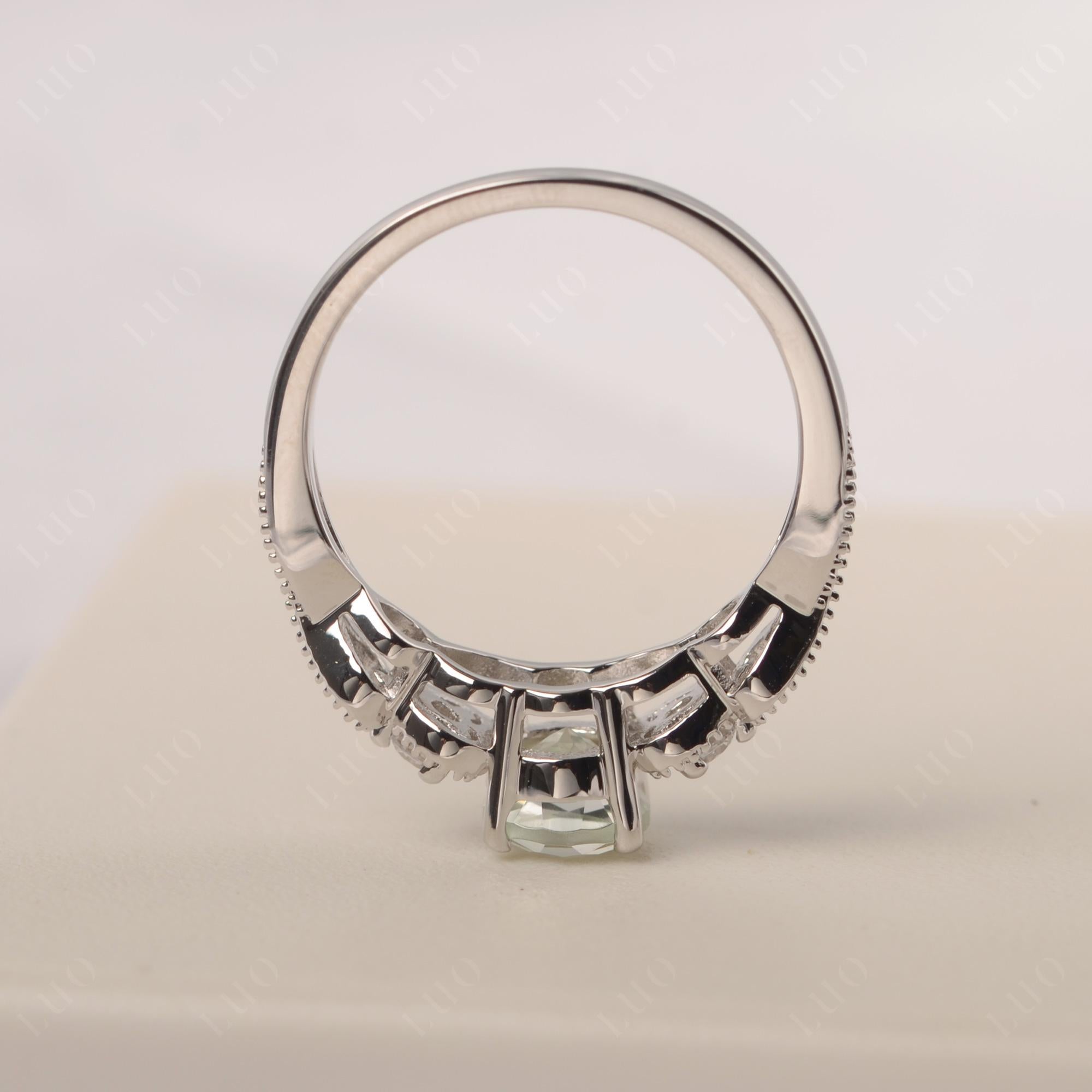 Green Amethyst Vintage Style Engagement Ring - LUO Jewelry