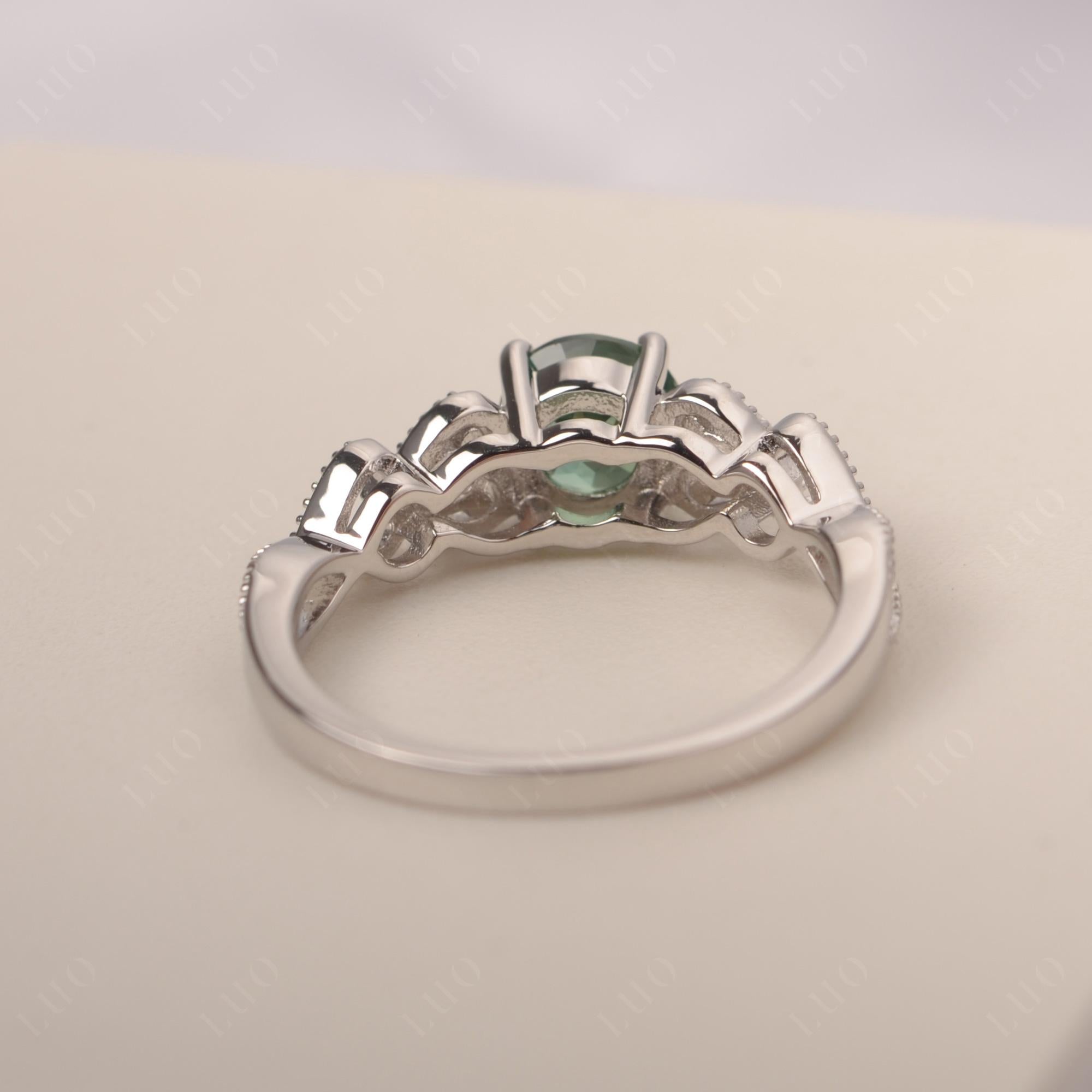 Lab Created Green Sapphire Vintage Style Engagement Ring - LUO Jewelry