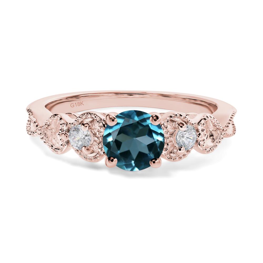 London Blue Topaz Vintage Style Engagement Ring - LUO Jewelry #metal_18k rose gold