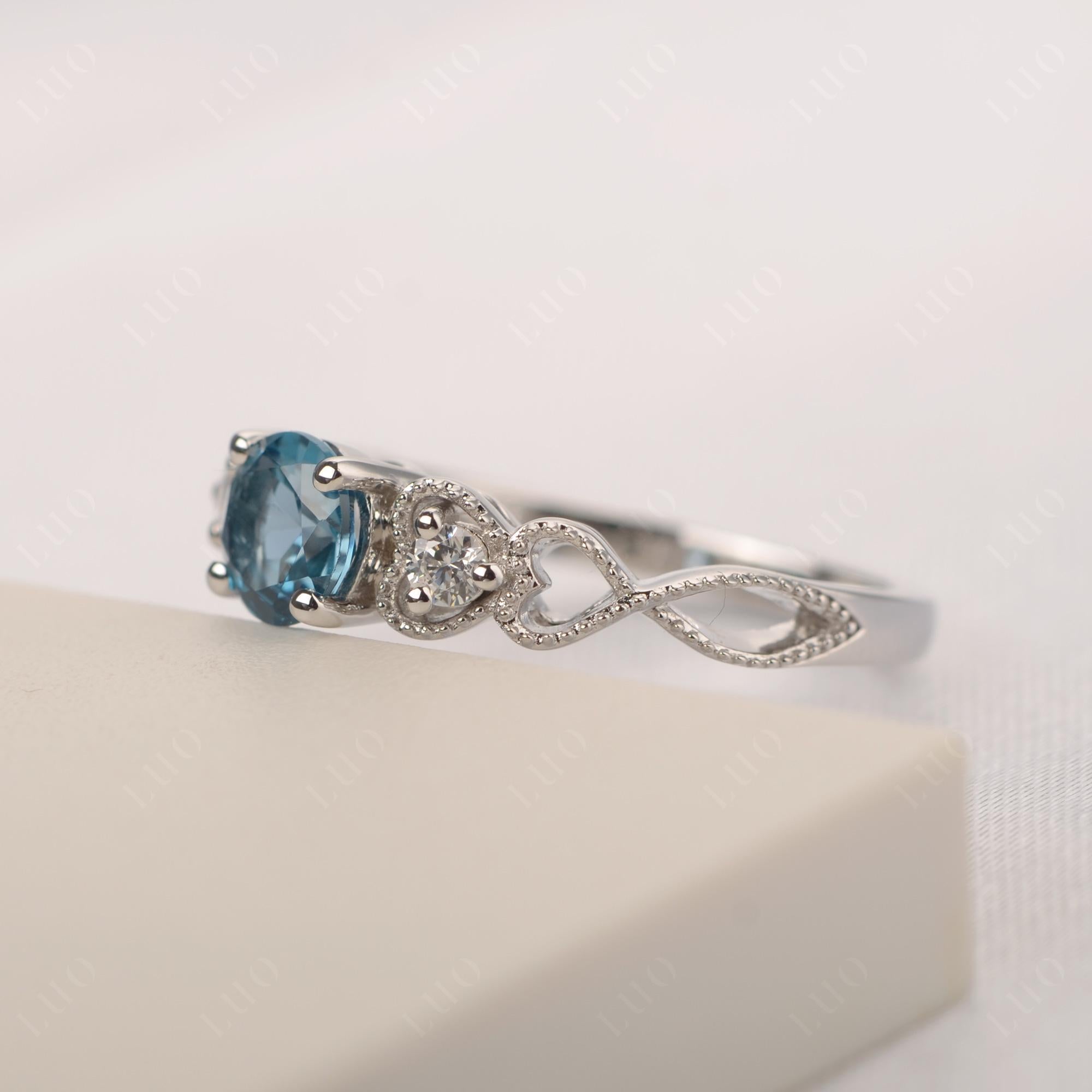 London Blue Topaz Vintage Style Engagement Ring - LUO Jewelry