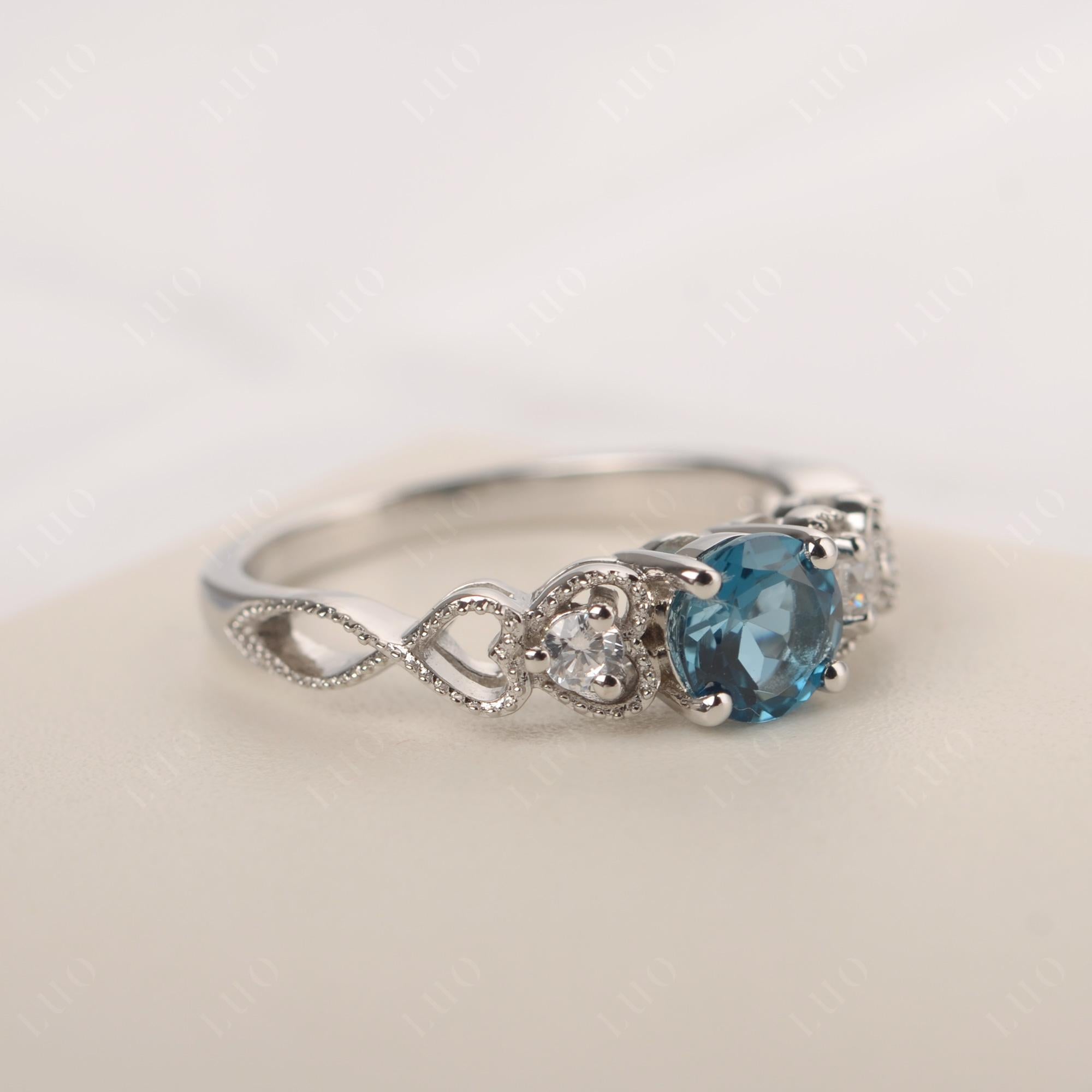 London Blue Topaz Vintage Style Engagement Ring - LUO Jewelry