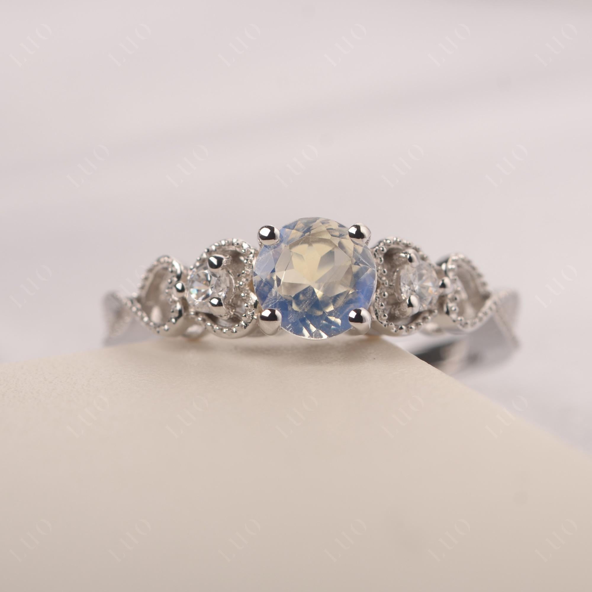 Moonstone Vintage Style Engagement Ring - LUO Jewelry