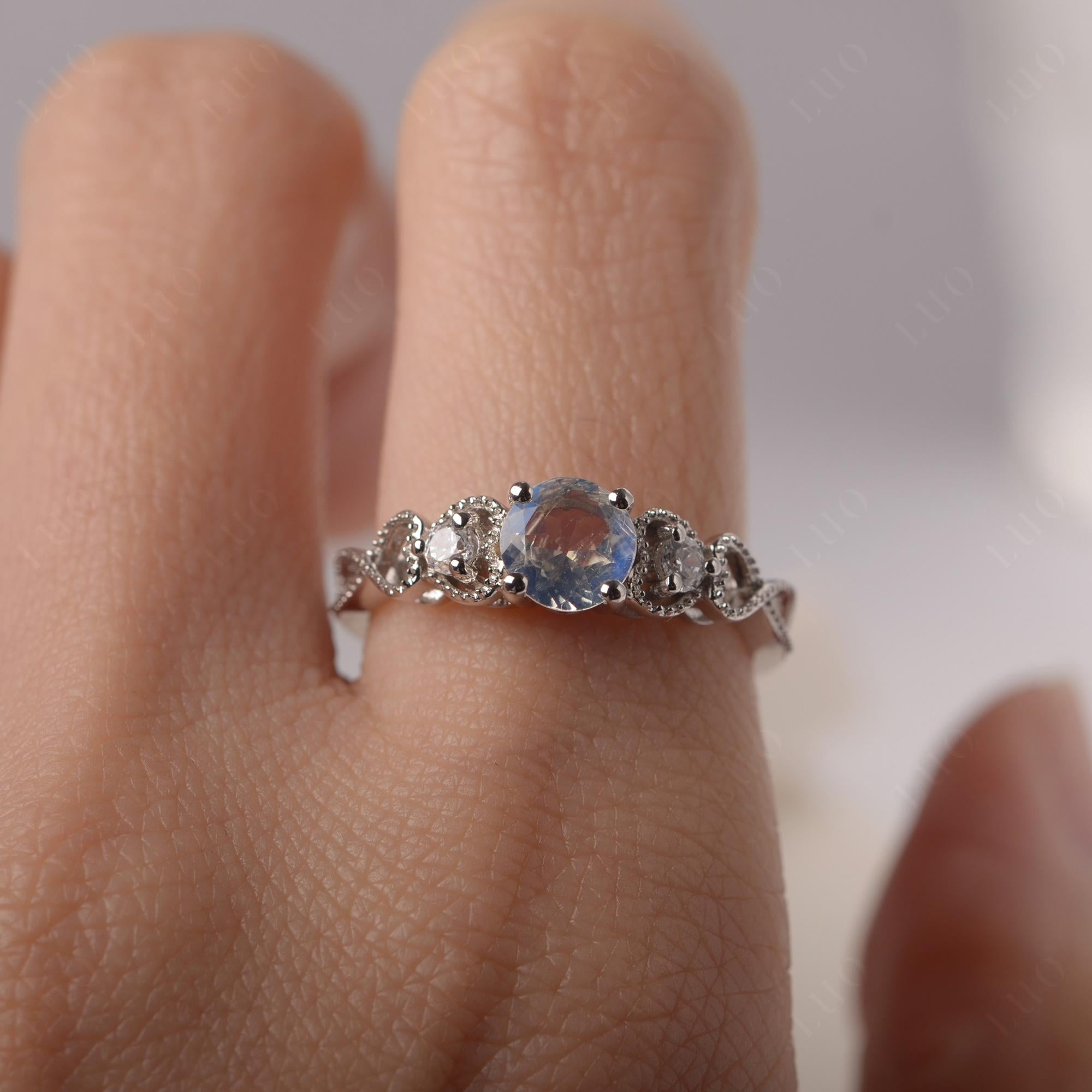 Moonstone Vintage Style Engagement Ring - LUO Jewelry