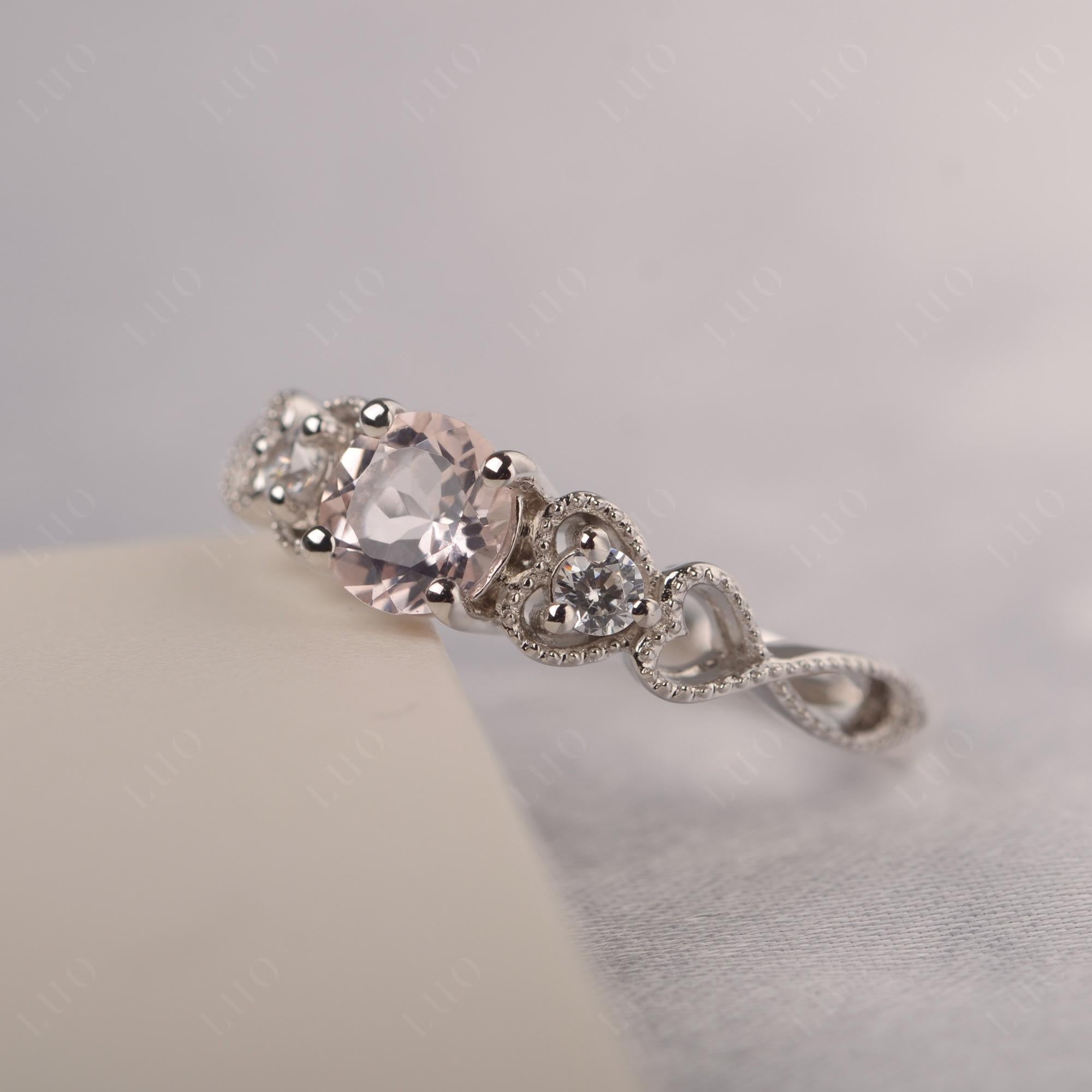 Morganite Vintage Style Engagement Ring - LUO Jewelry