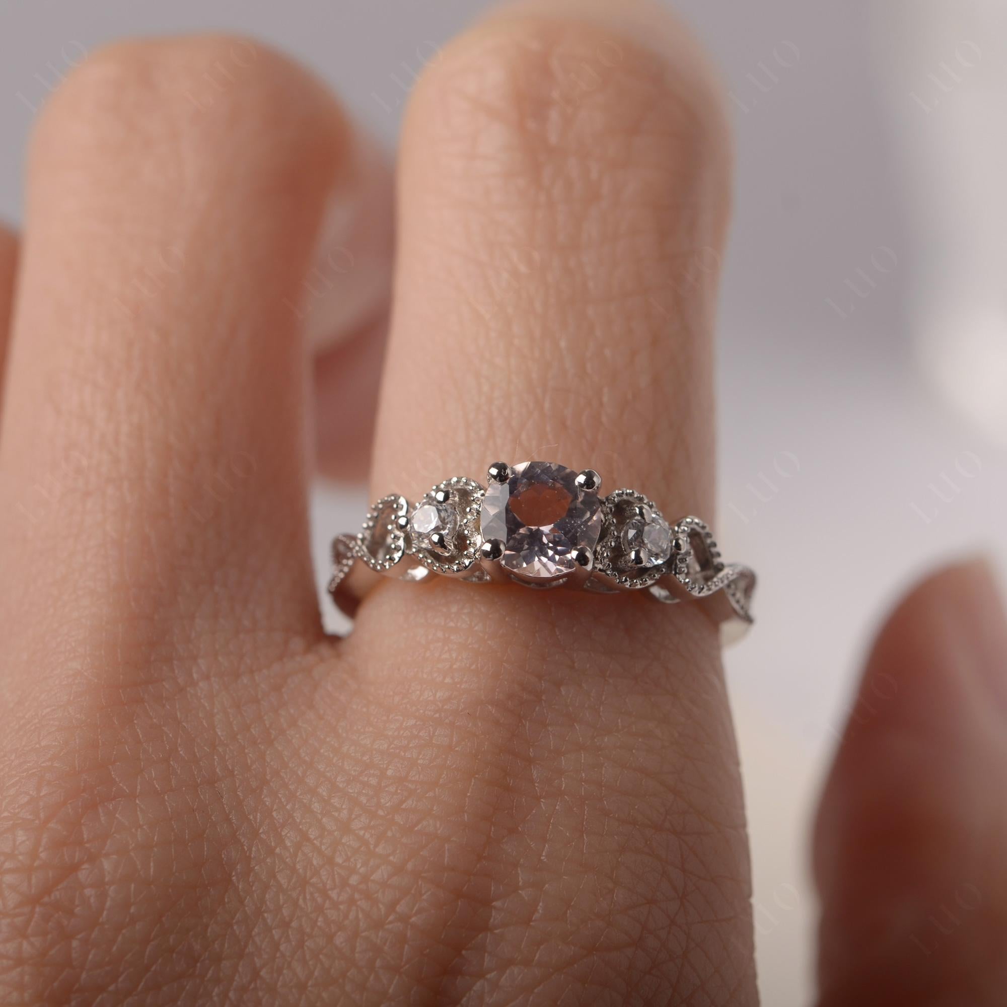 Morganite Vintage Style Engagement Ring - LUO Jewelry