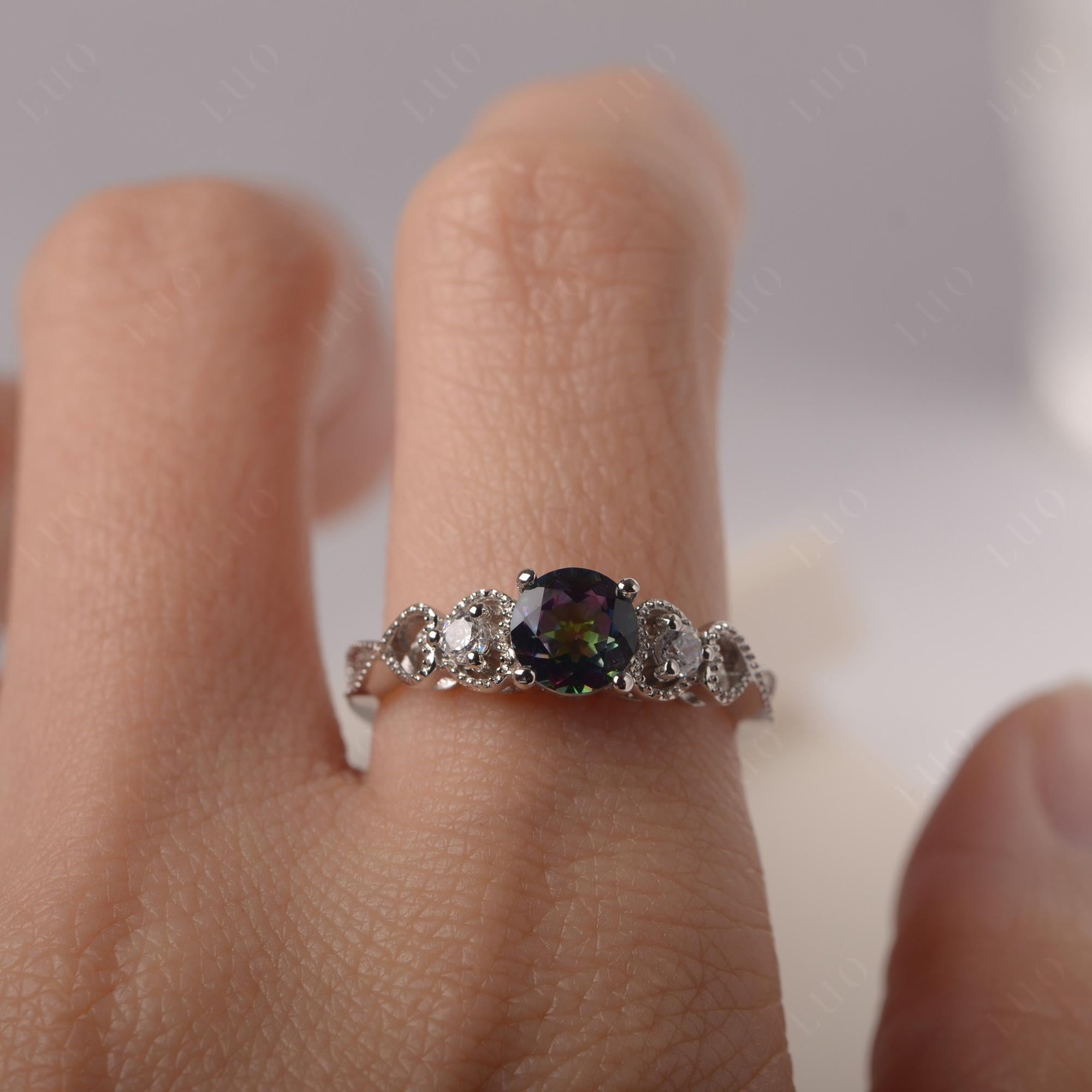 Mystic Topaz Vintage Style Engagement Ring - LUO Jewelry