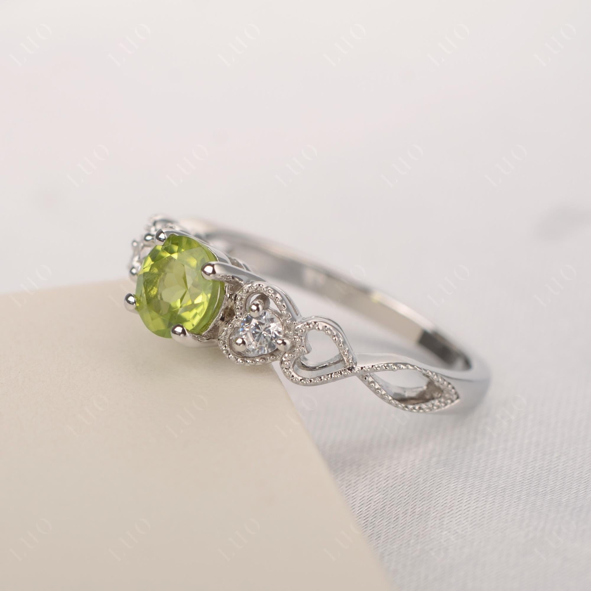 Peridot Vintage Style Engagement Ring - LUO Jewelry