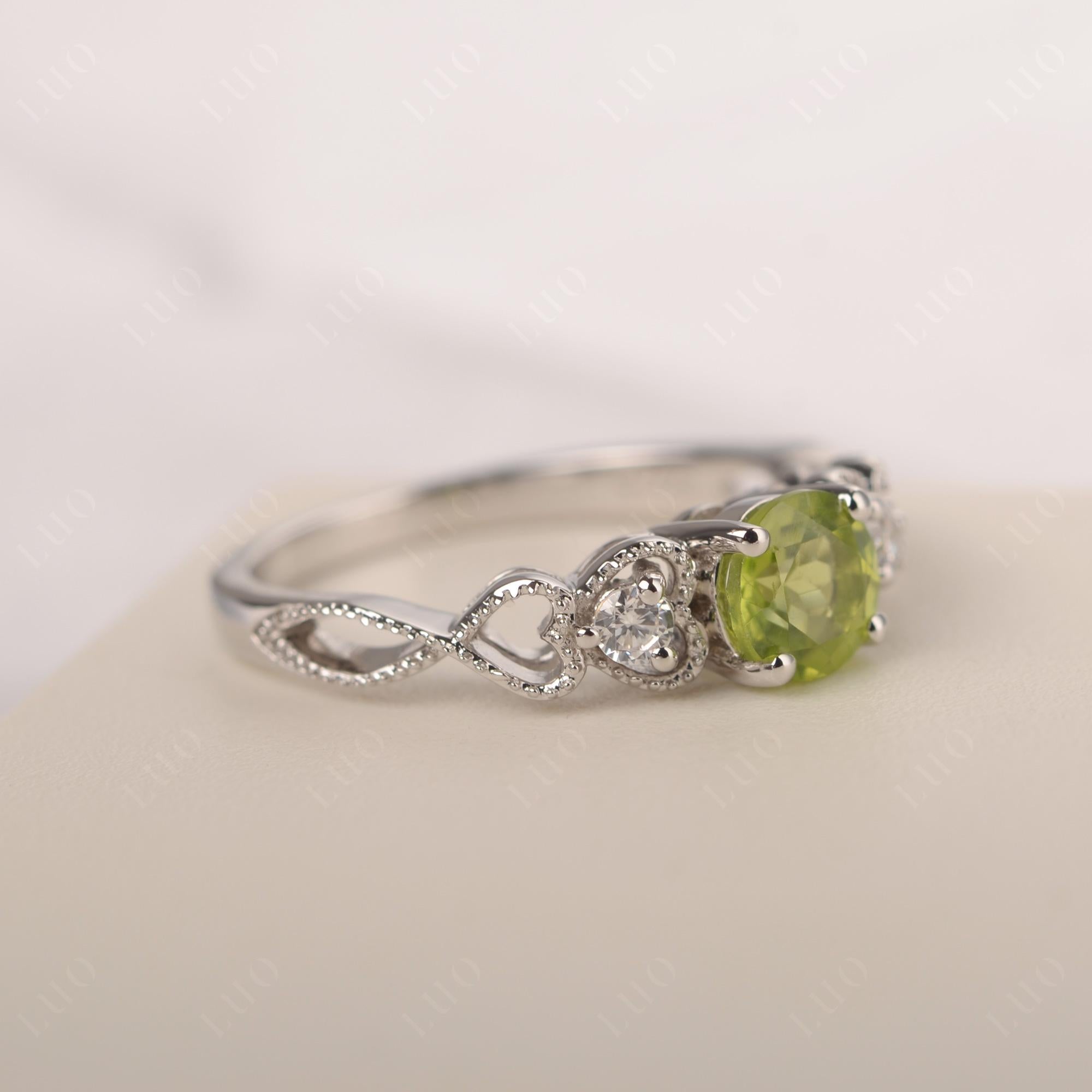 Peridot Vintage Style Engagement Ring - LUO Jewelry