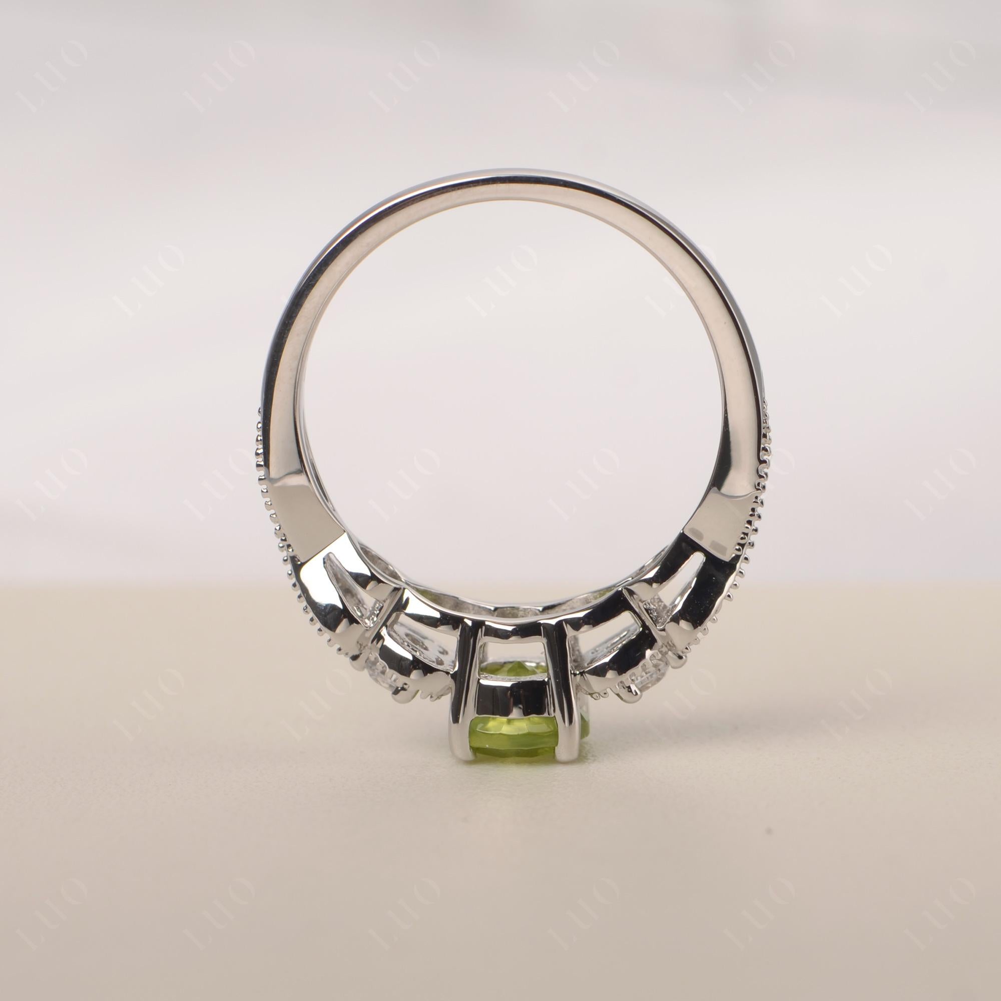 Peridot Vintage Style Engagement Ring - LUO Jewelry