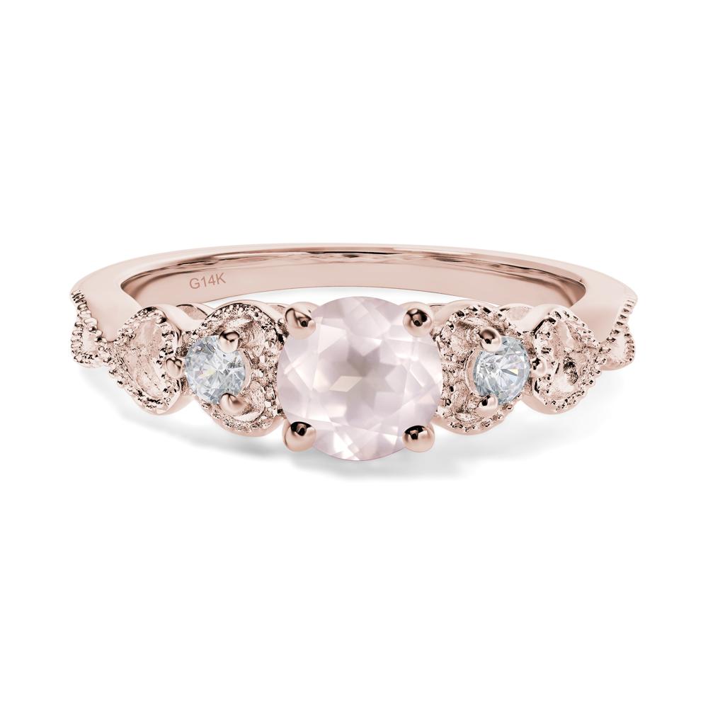 Rose Quartz Vintage Style Engagement Ring - LUO Jewelry #metal_14k rose gold