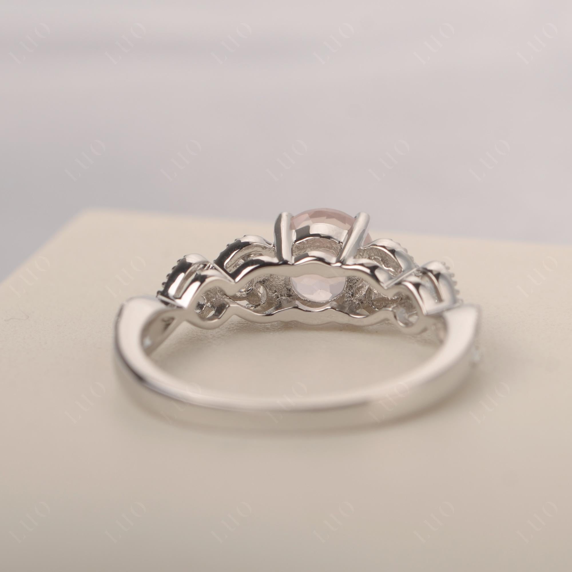 Rose Quartz Vintage Style Engagement Ring - LUO Jewelry