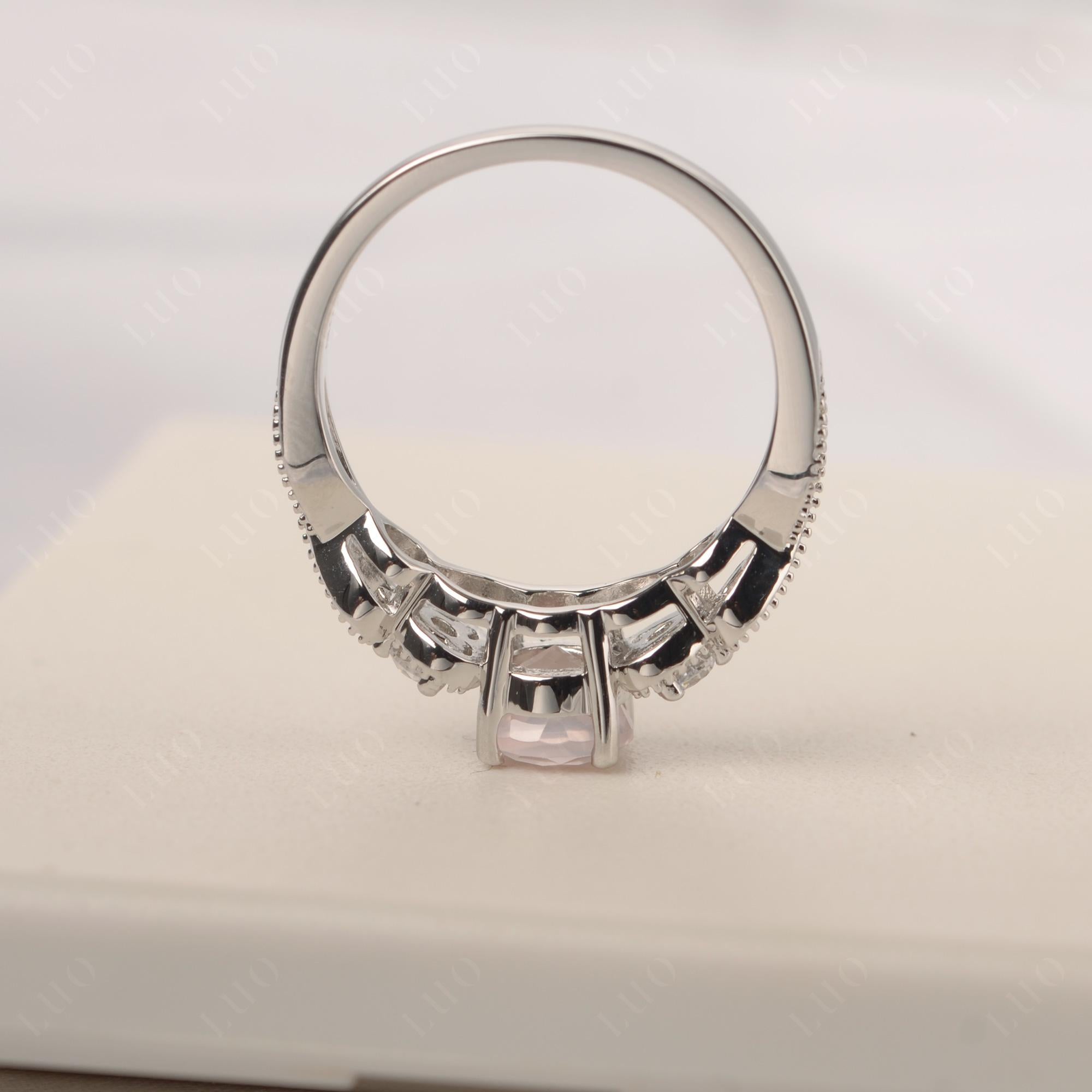 Rose Quartz Vintage Style Engagement Ring - LUO Jewelry