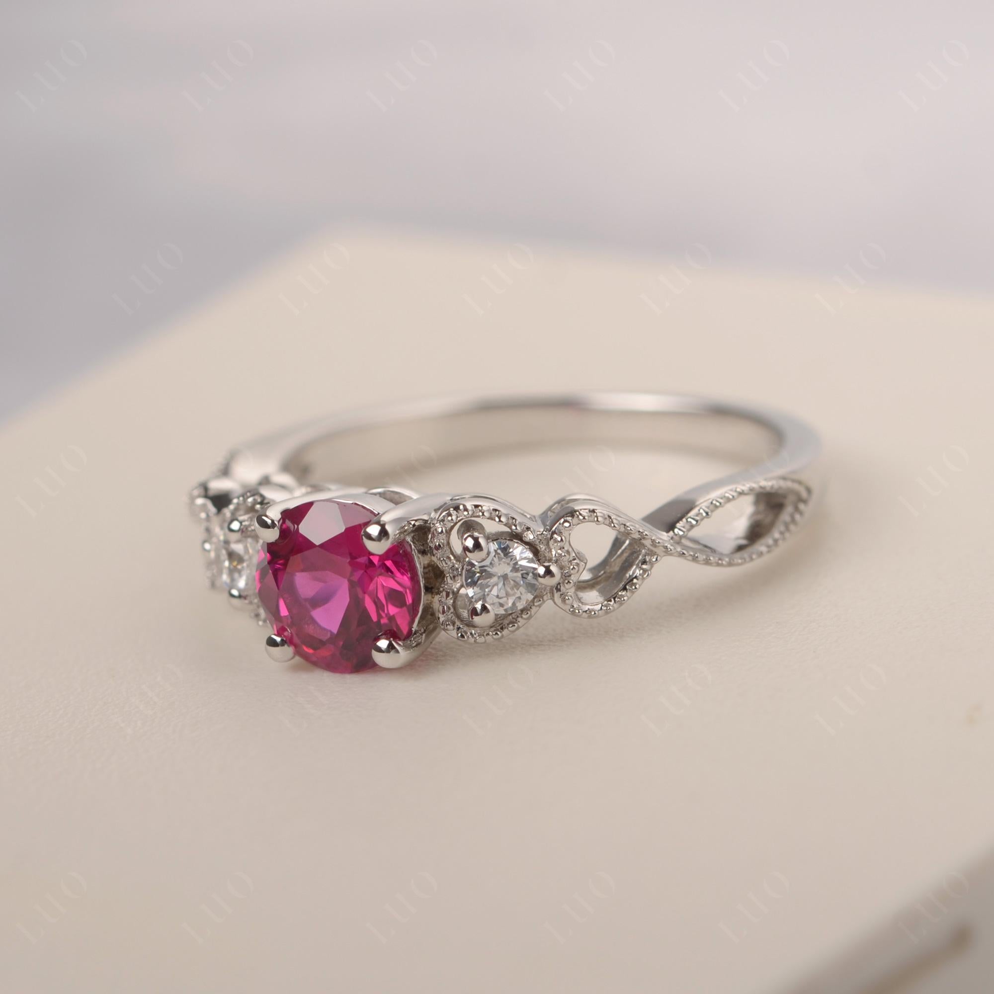 Ruby Vintage Style Engagement Ring - LUO Jewelry