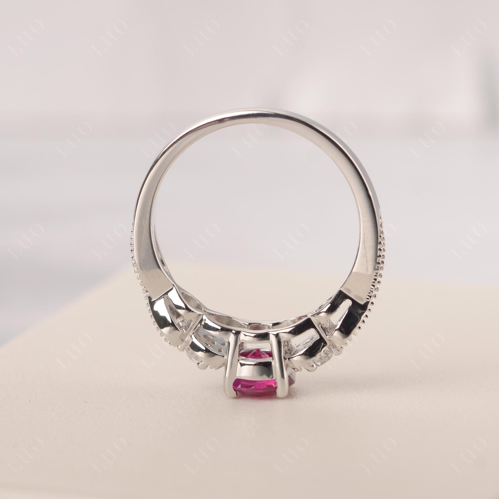 Ruby Vintage Style Engagement Ring - LUO Jewelry