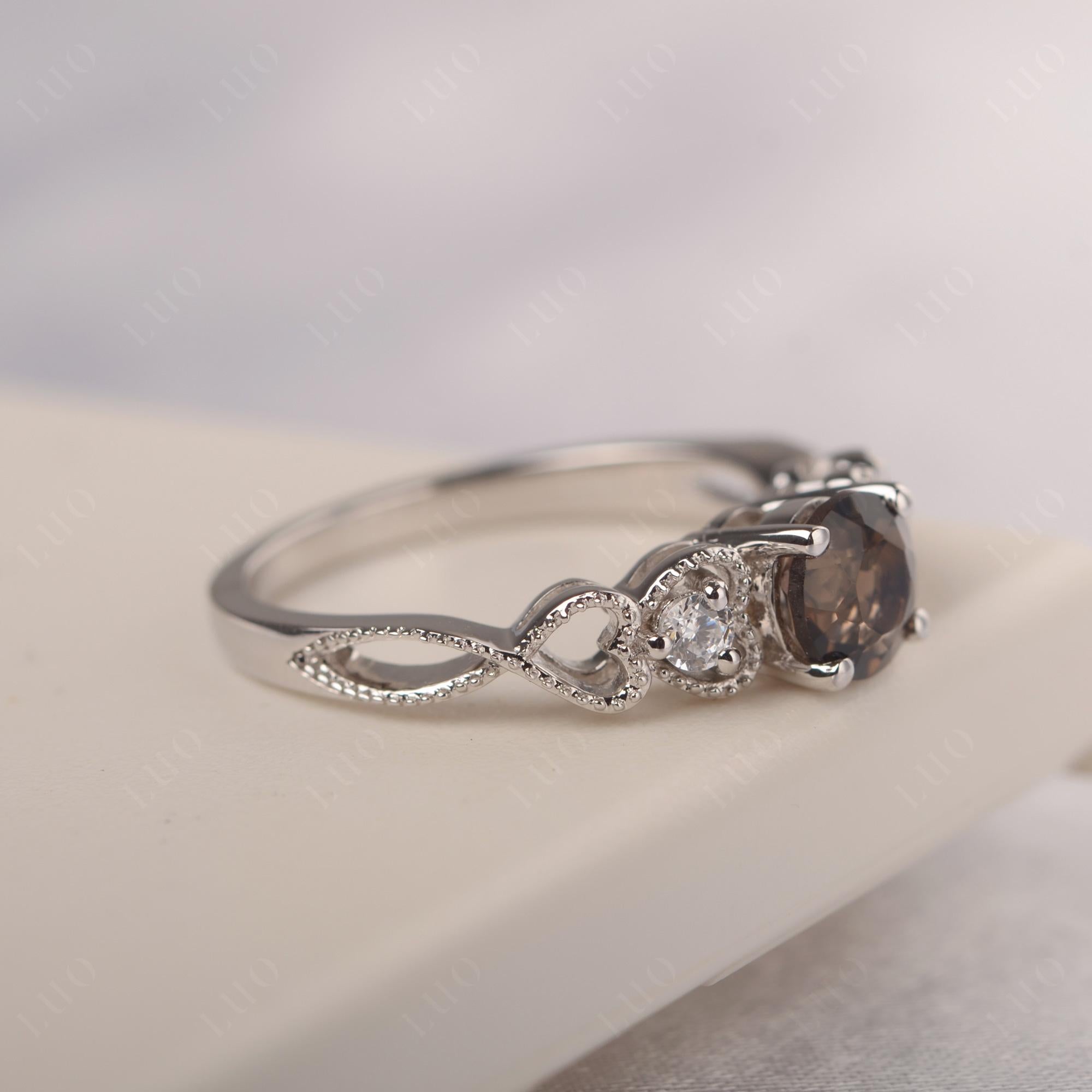 Smoky Quartz Vintage Style Engagement Ring - LUO Jewelry