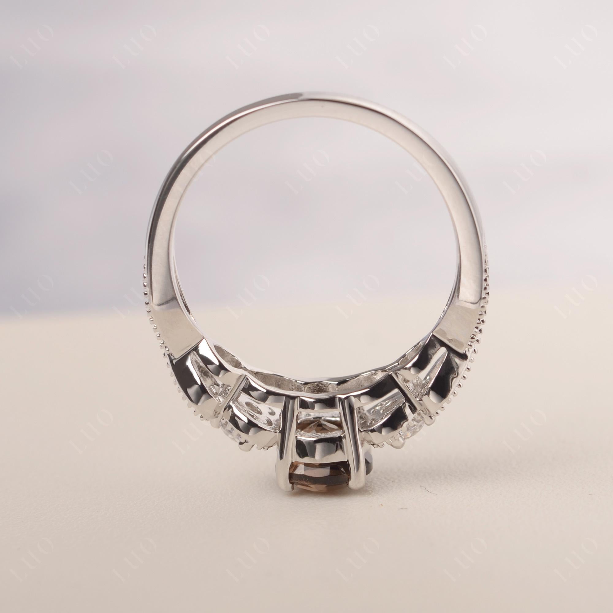 Smoky Quartz Vintage Style Engagement Ring - LUO Jewelry
