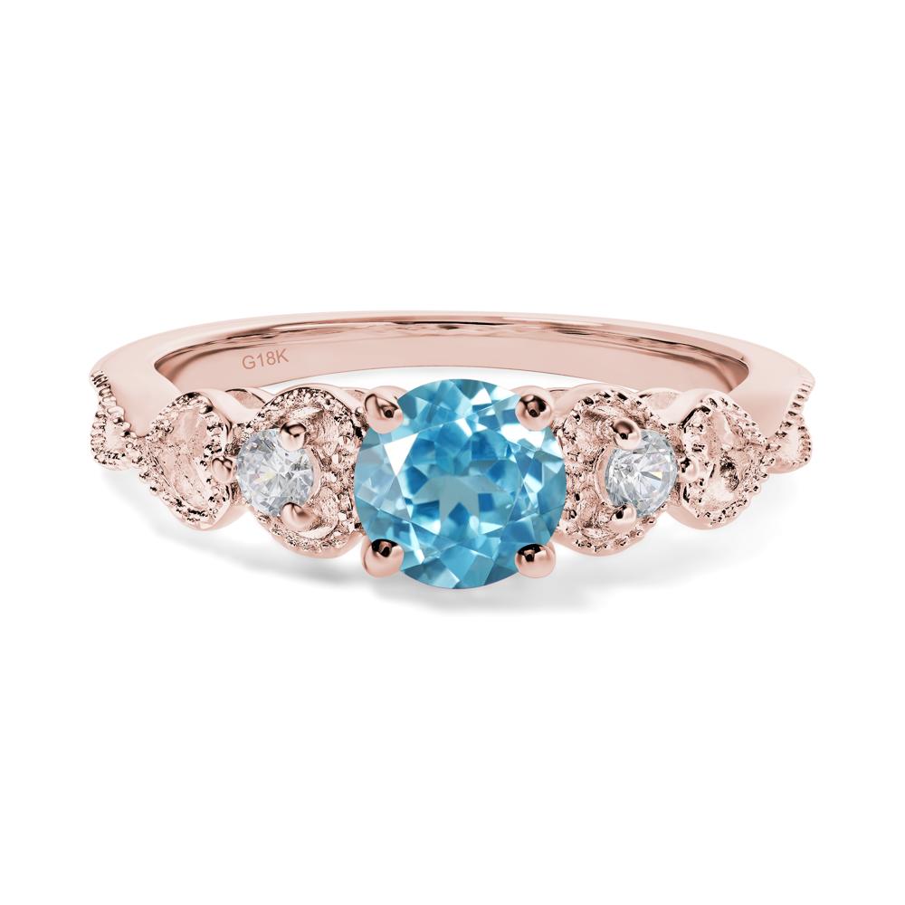 Swiss Blue Topaz Vintage Style Engagement Ring - LUO Jewelry #metal_18k rose gold