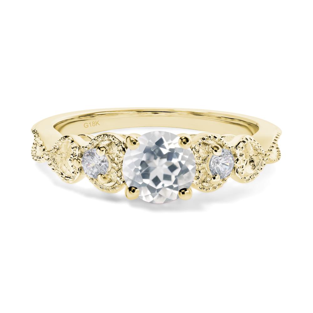 White Topaz Vintage Style Engagement Ring - LUO Jewelry #metal_18k yellow gold