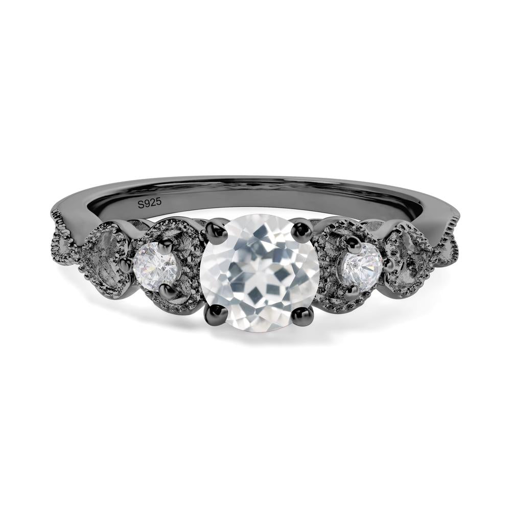 White Topaz Vintage Style Engagement Ring - LUO Jewelry #metal_black finish sterling silver