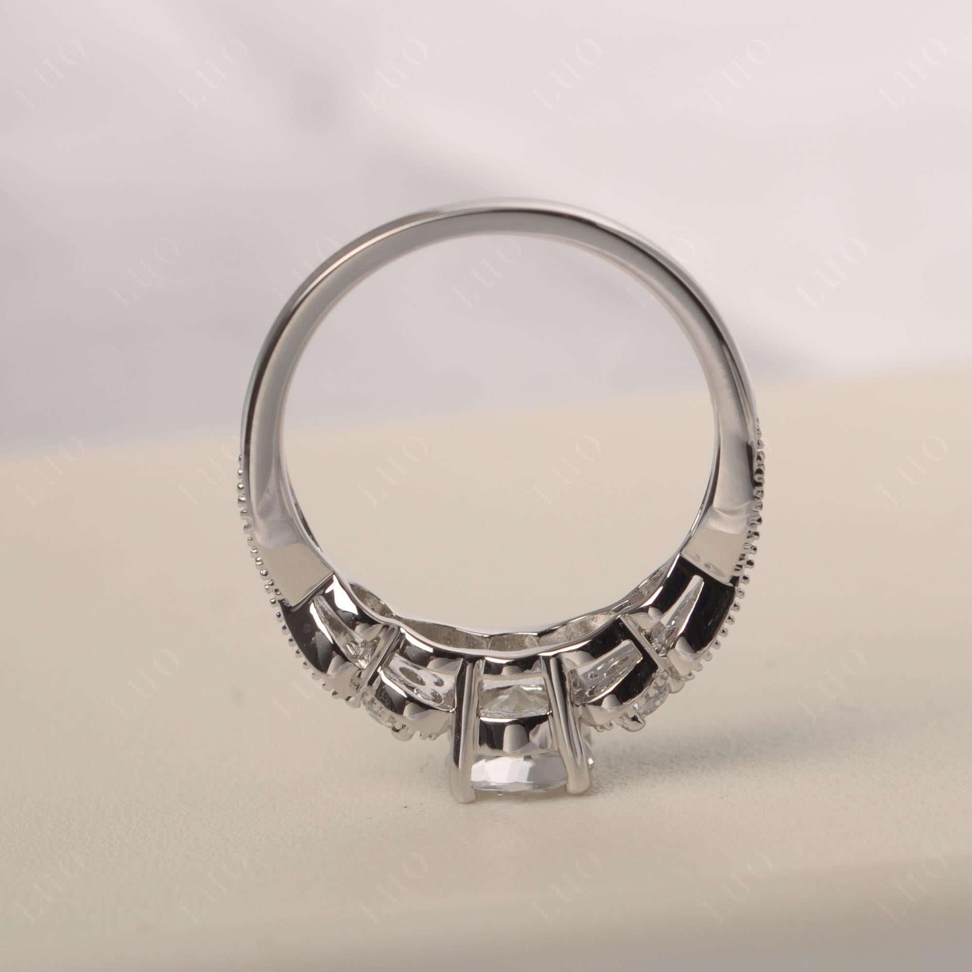 White Topaz Vintage Style Engagement Ring - LUO Jewelry