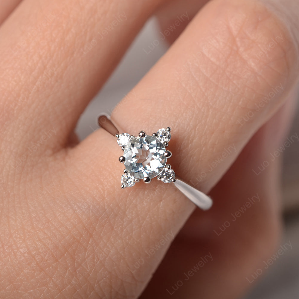 Aquamarine Ring North Star Ring Yellow Gold - LUO Jewelry