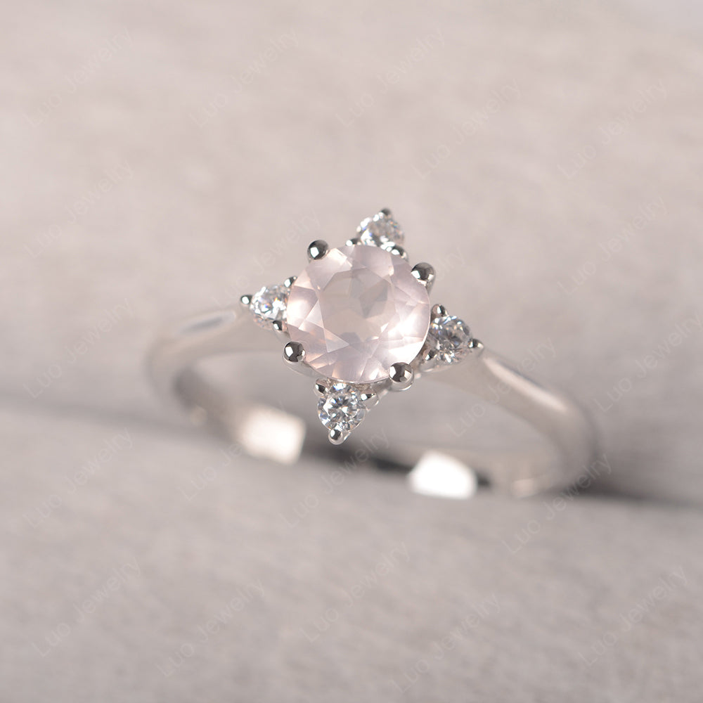Rose Quartz Ring North Star Ring Yellow Gold - LUO Jewelry