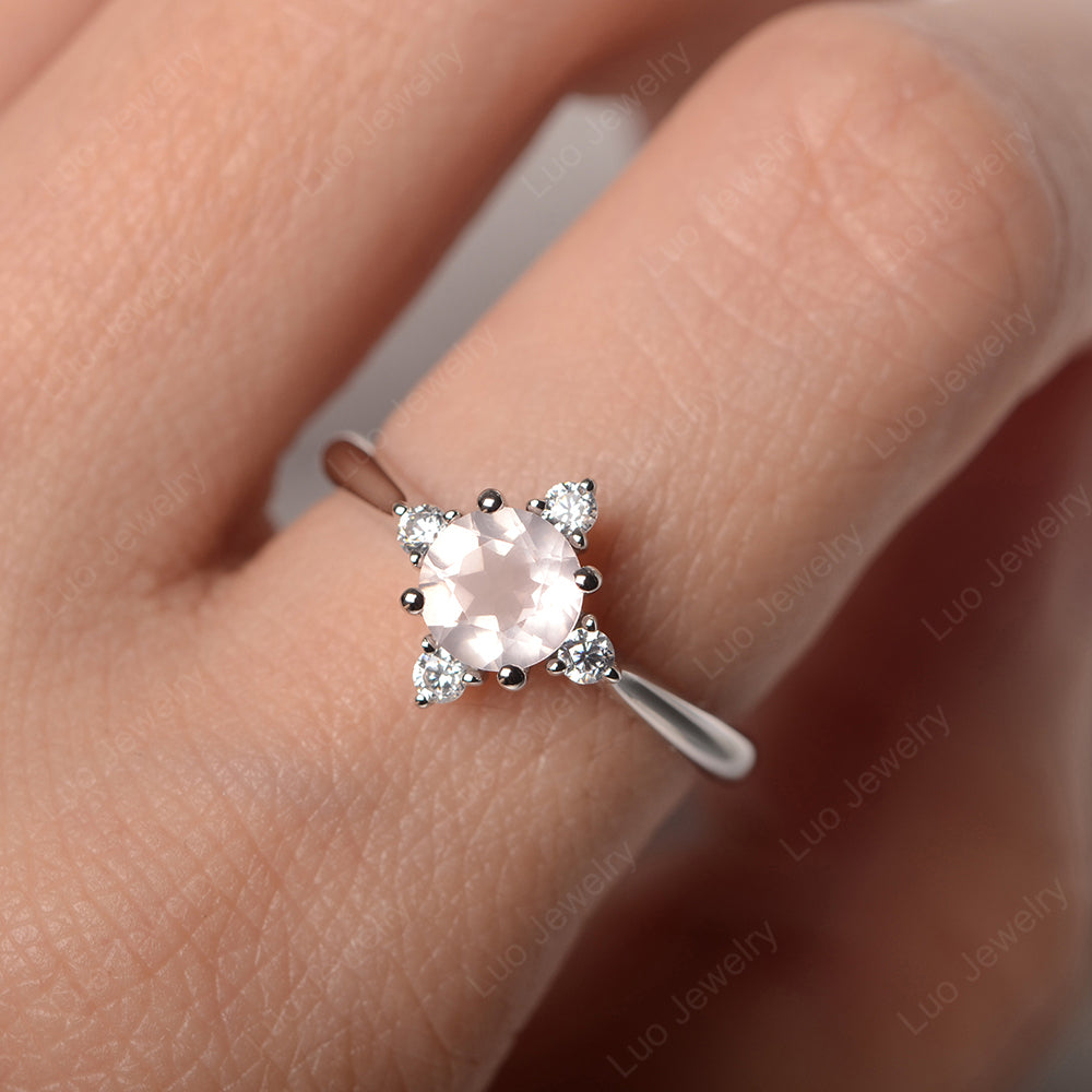 Rose Quartz Ring North Star Ring Yellow Gold - LUO Jewelry