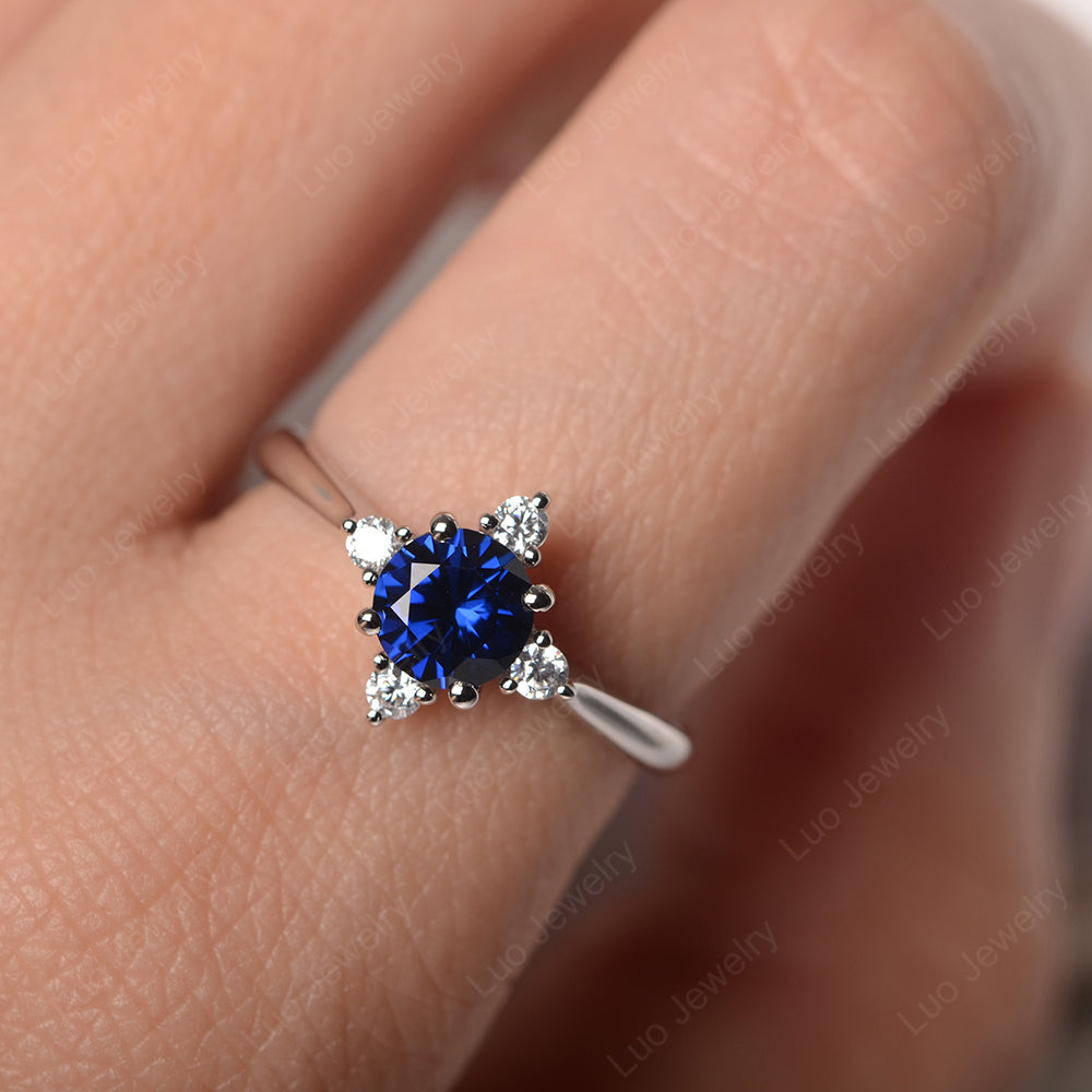 Lab Sapphire Ring North Star Ring Yellow Gold - LUO Jewelry