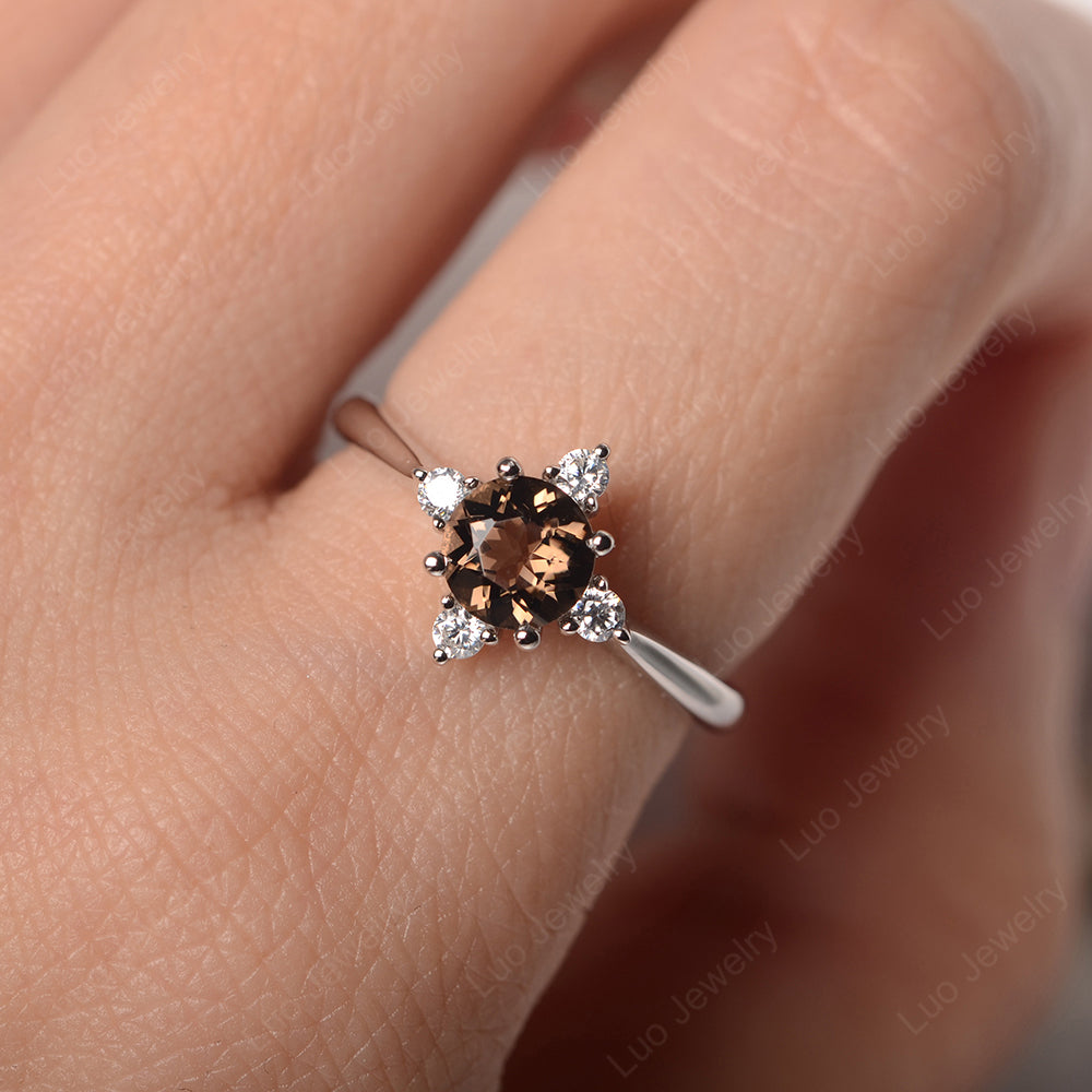 Smoky Quartz Ring North Star Ring Yellow Gold - LUO Jewelry