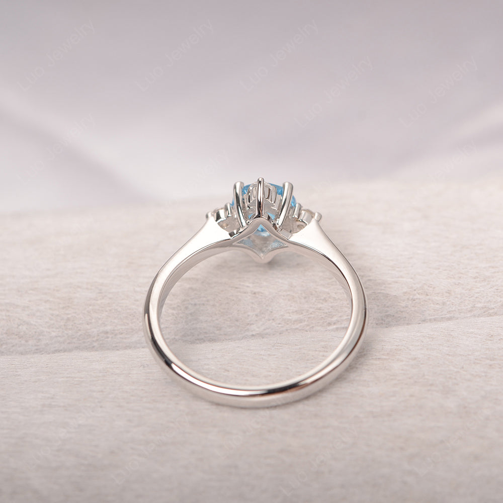 Swiss Blue Topaz Ring North Star Ring Yellow Gold - LUO Jewelry