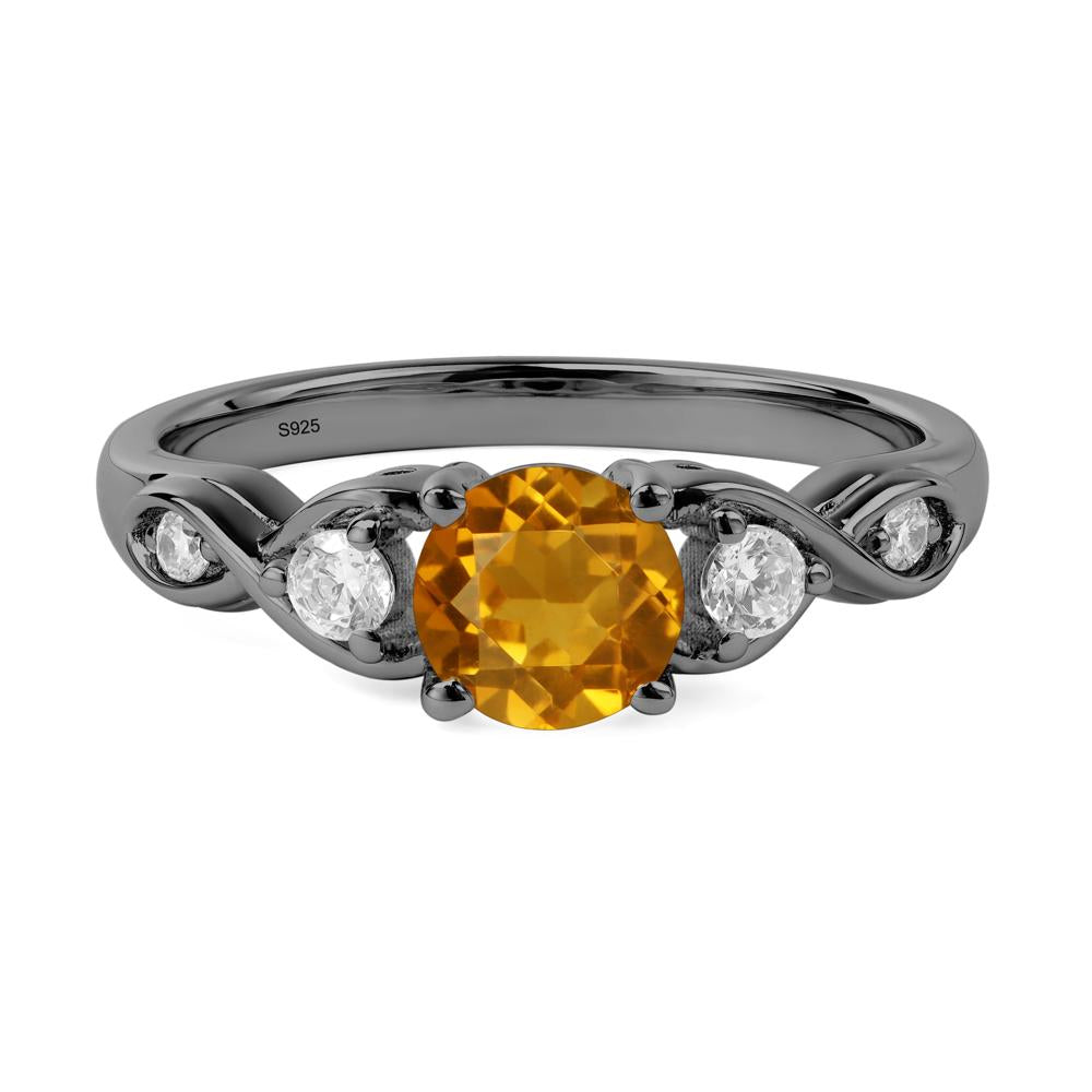 Round Citrine Ring Wedding Ring - LUO Jewelry #metal_black finish sterling silver