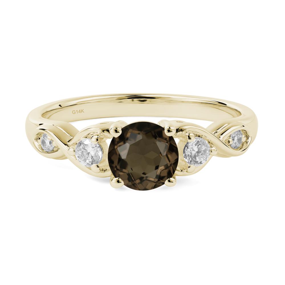Round Smoky Quartz Ring Wedding Ring - LUO Jewelry #metal_14k yellow gold