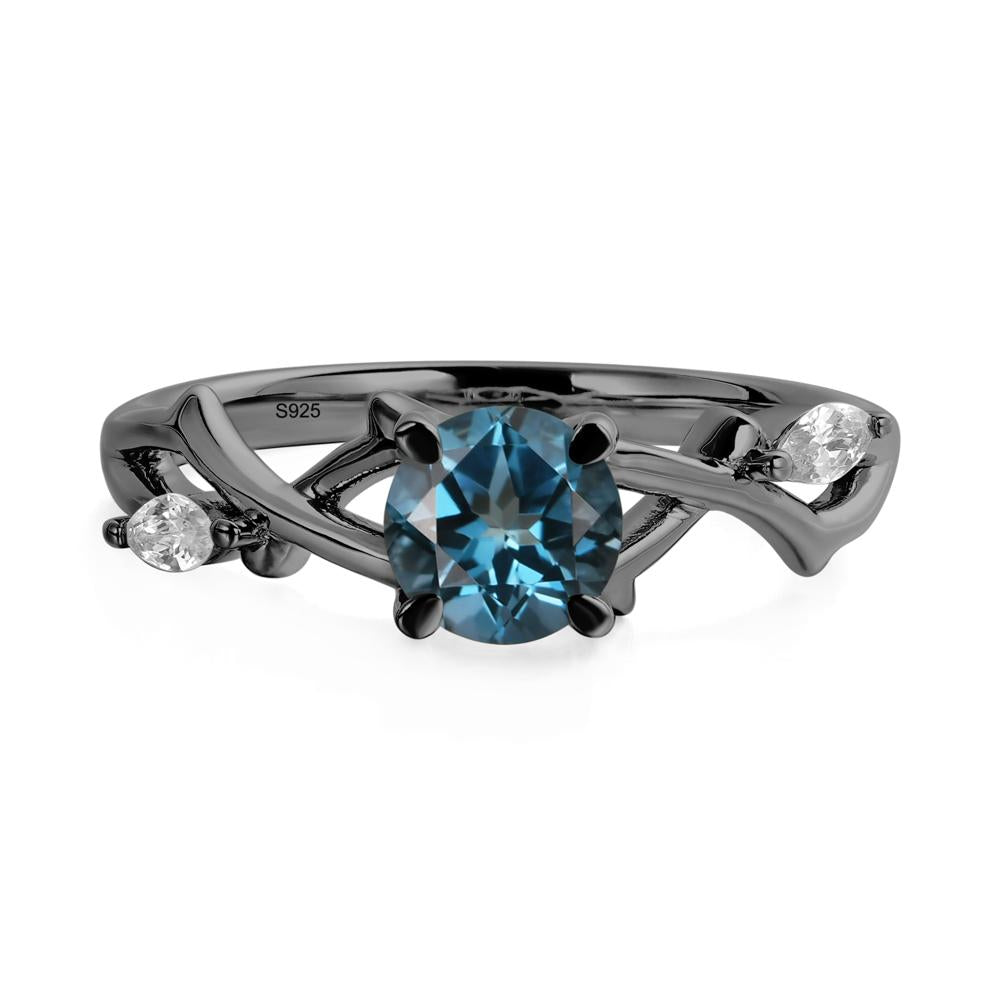 Twig London Blue Topaz Engagement Ring - LUO Jewelry #metal_black finish sterling silver