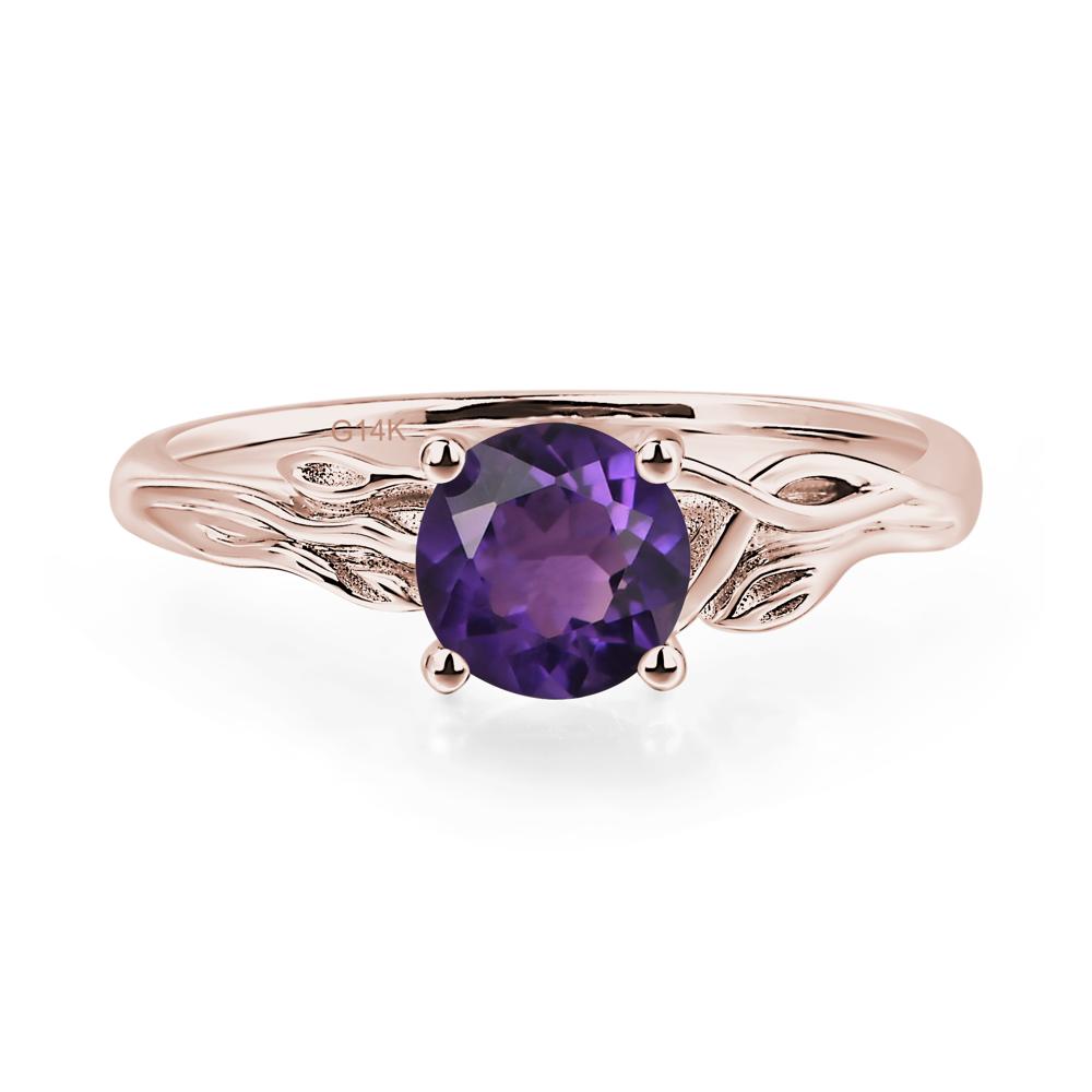 Petite Amethyst Tender Leaf Ring - LUO Jewelry #metal_14k rose gold