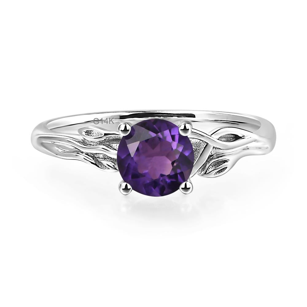 Petite Amethyst Tender Leaf Ring - LUO Jewelry #metal_14k white gold