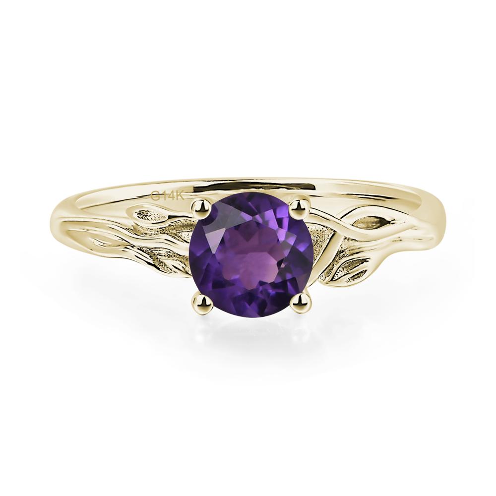 Petite Amethyst Tender Leaf Ring - LUO Jewelry #metal_14k yellow gold
