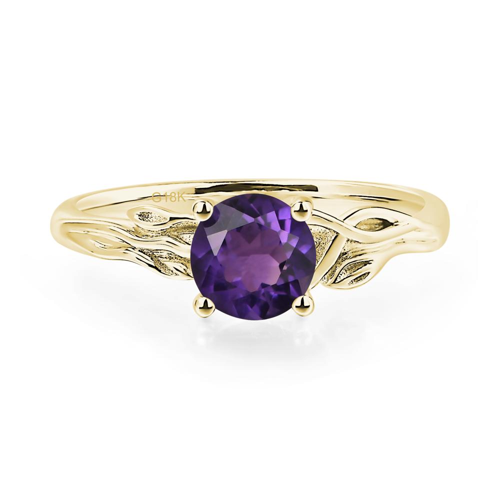 Petite Amethyst Tender Leaf Ring - LUO Jewelry #metal_18k yellow gold