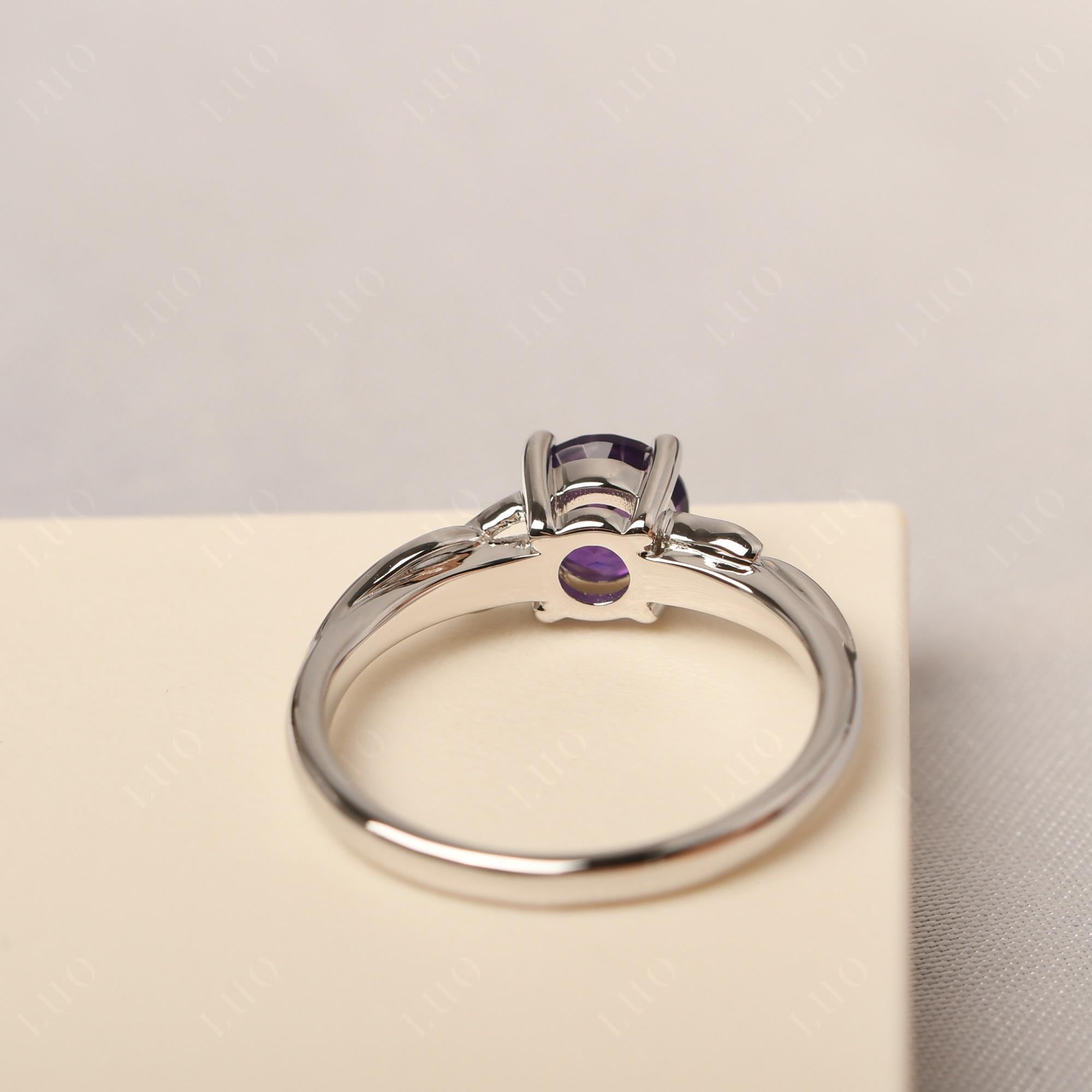 Petite Amethyst Tender Leaf Ring - LUO Jewelry
