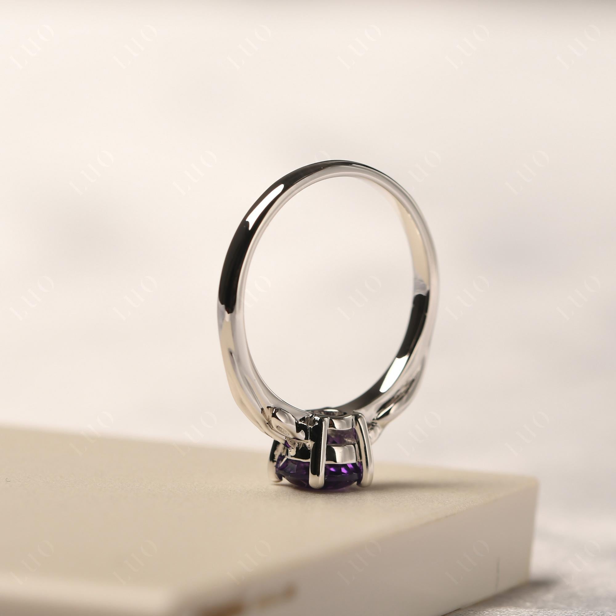 Petite Amethyst Tender Leaf Ring - LUO Jewelry