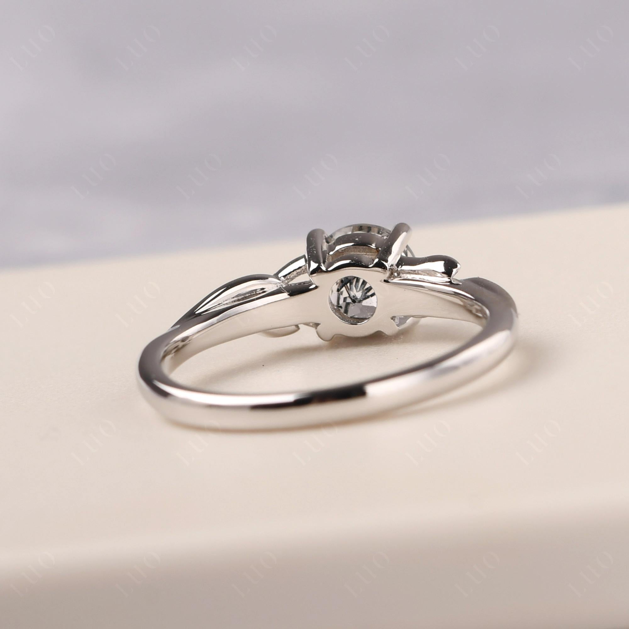 Petite Black Rutilated Quartz Tender Leaf Ring - LUO Jewelry