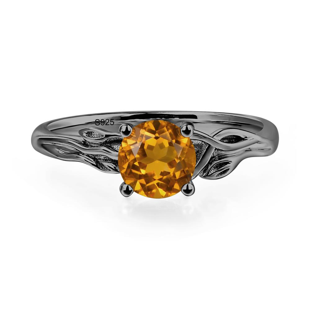 Petite Citrine Tender Leaf Ring - LUO Jewelry #metal_black finish sterling silver