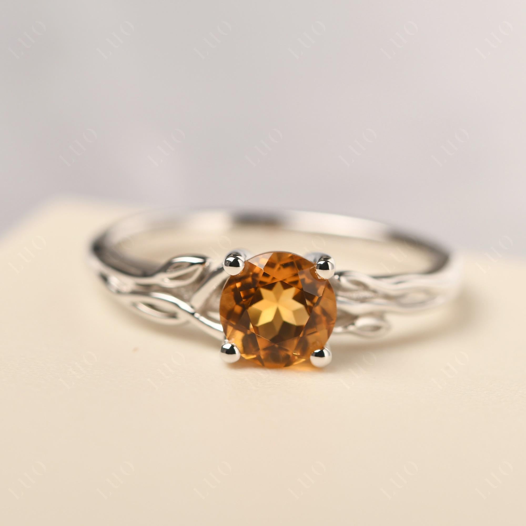 Petite Citrine Tender Leaf Ring - LUO Jewelry