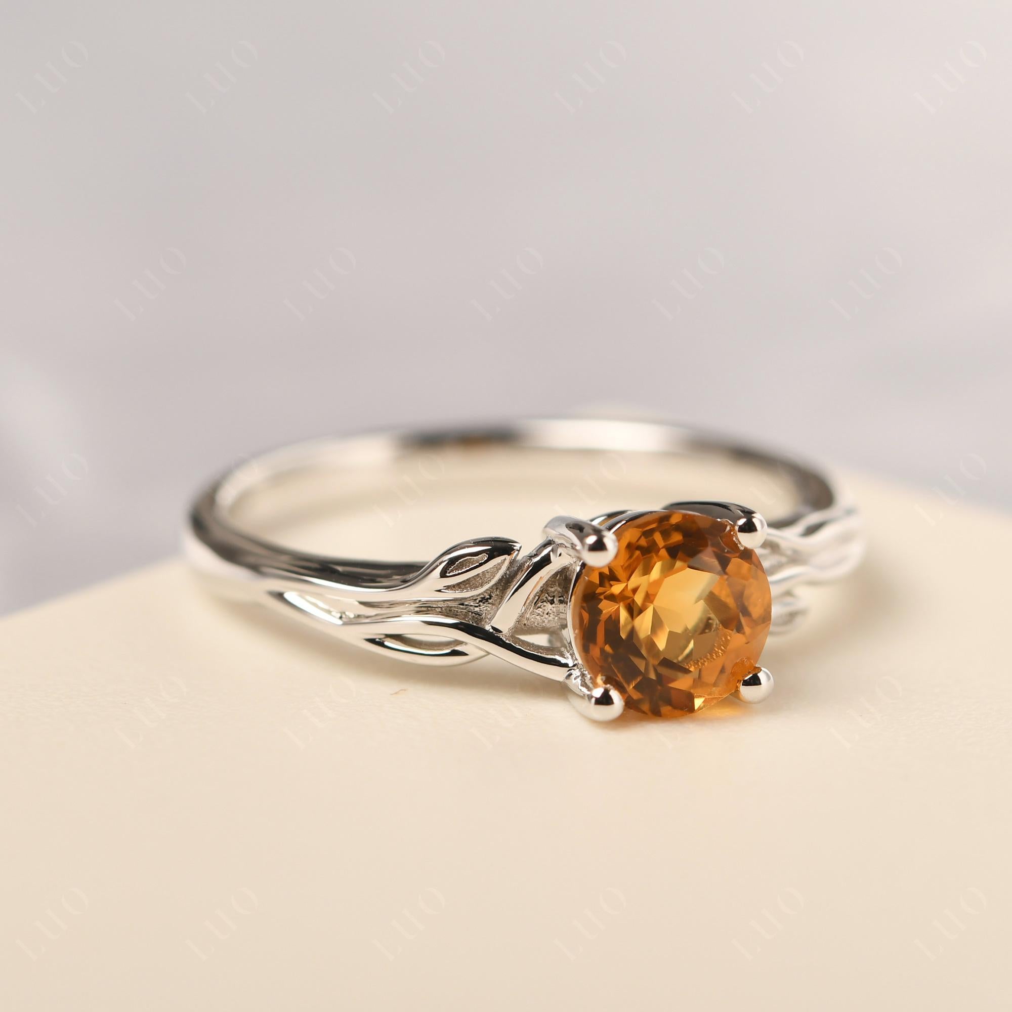 Petite Citrine Tender Leaf Ring - LUO Jewelry