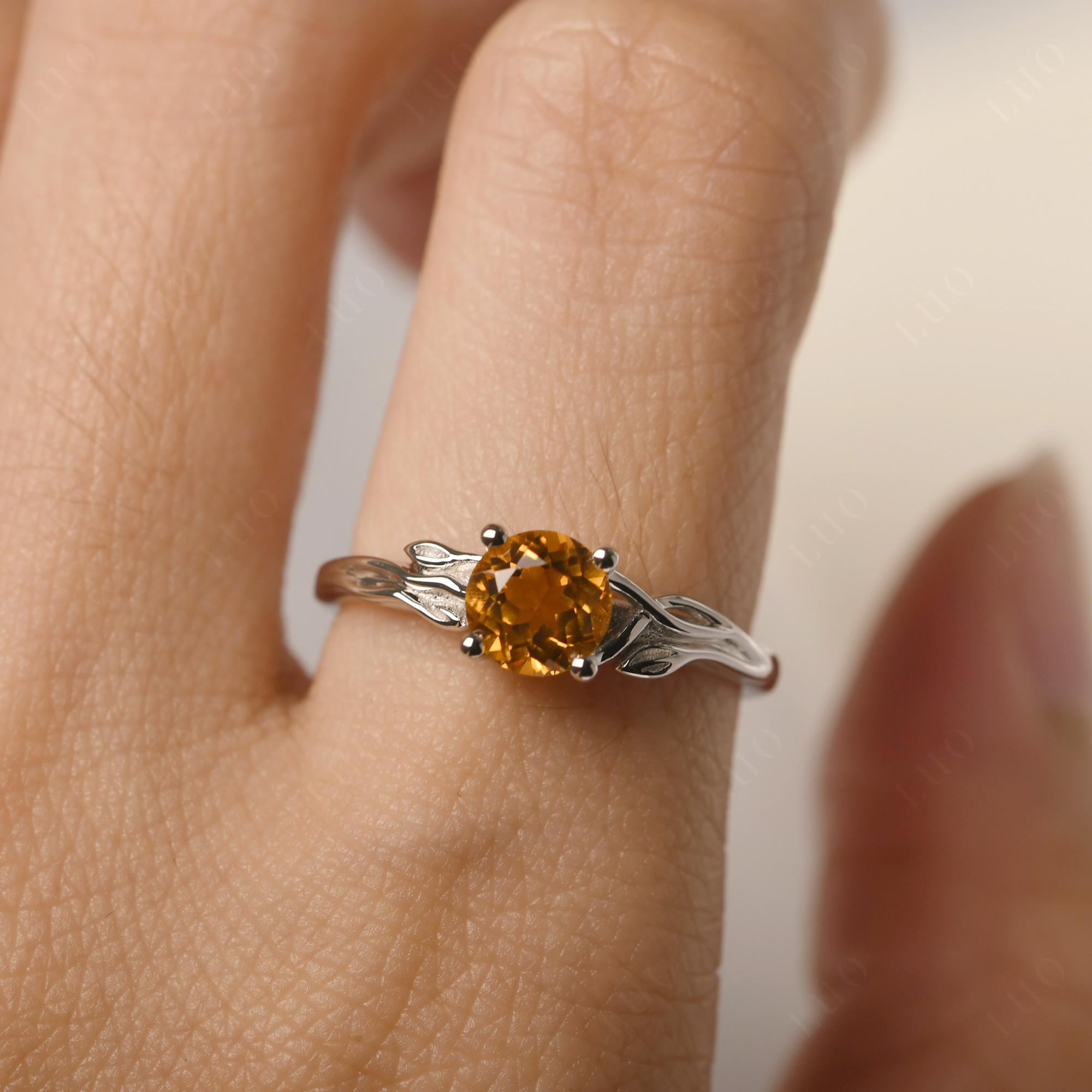 Petite Citrine Tender Leaf Ring - LUO Jewelry