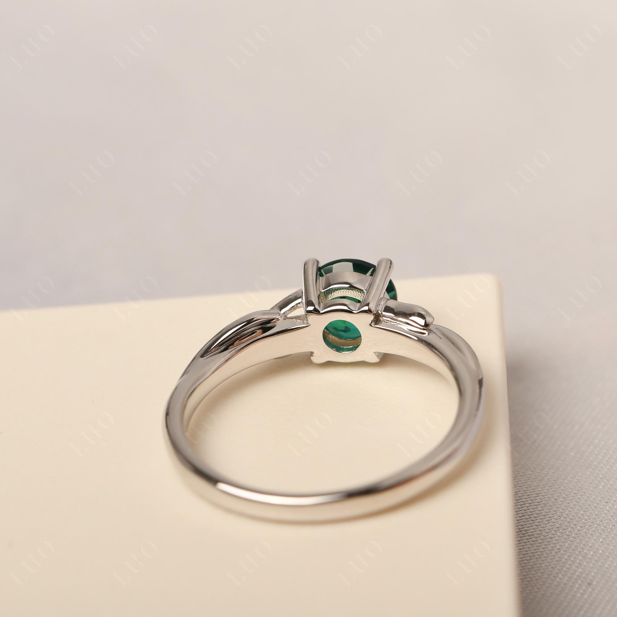 Petite Lab Grown Emerald Tender Leaf Ring - LUO Jewelry
