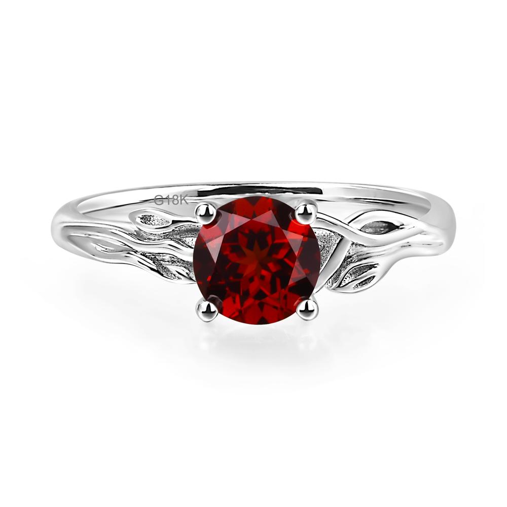Petite Garnet Tender Leaf Ring - LUO Jewelry #metal_18k white gold