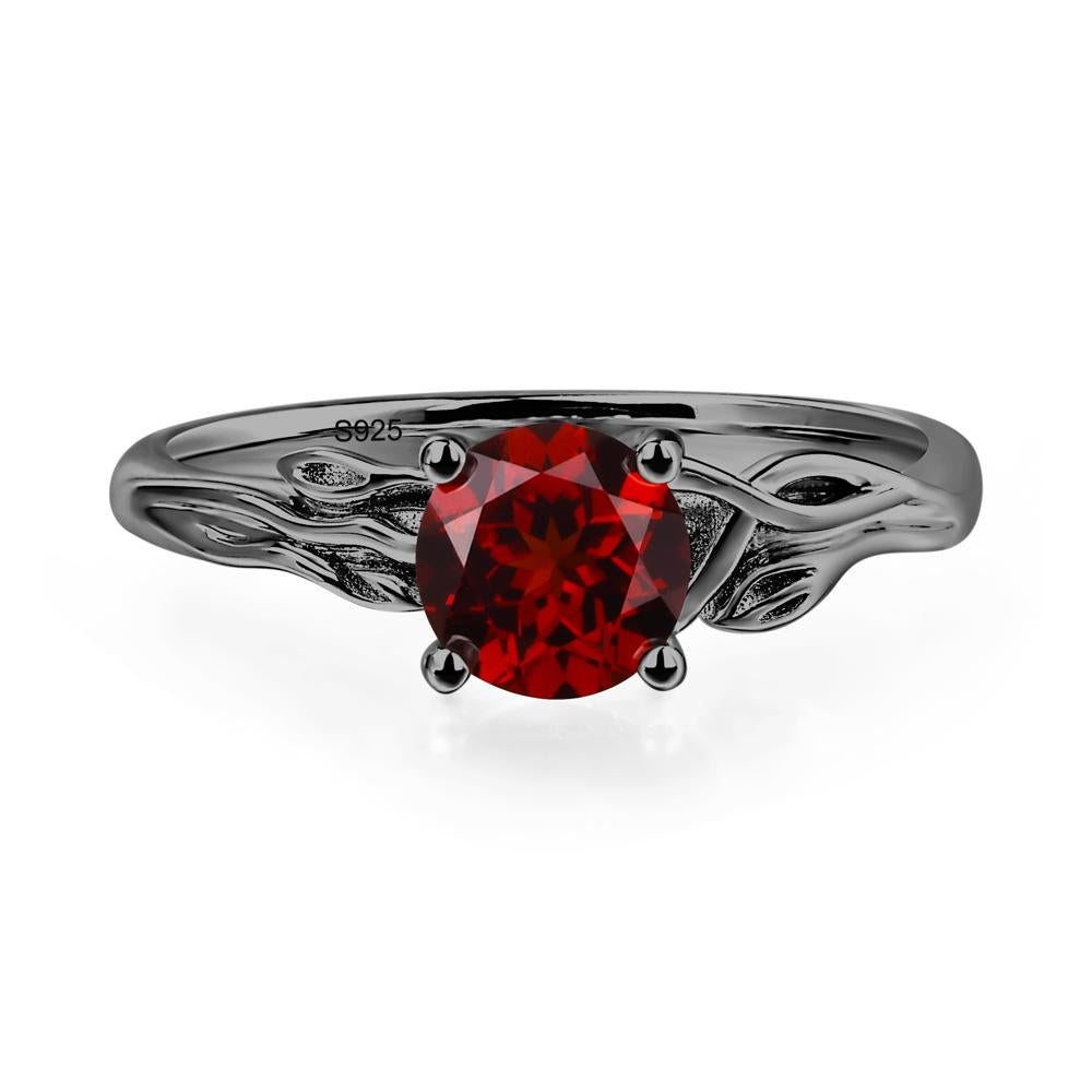 Petite Garnet Tender Leaf Ring - LUO Jewelry #metal_black finish sterling silver