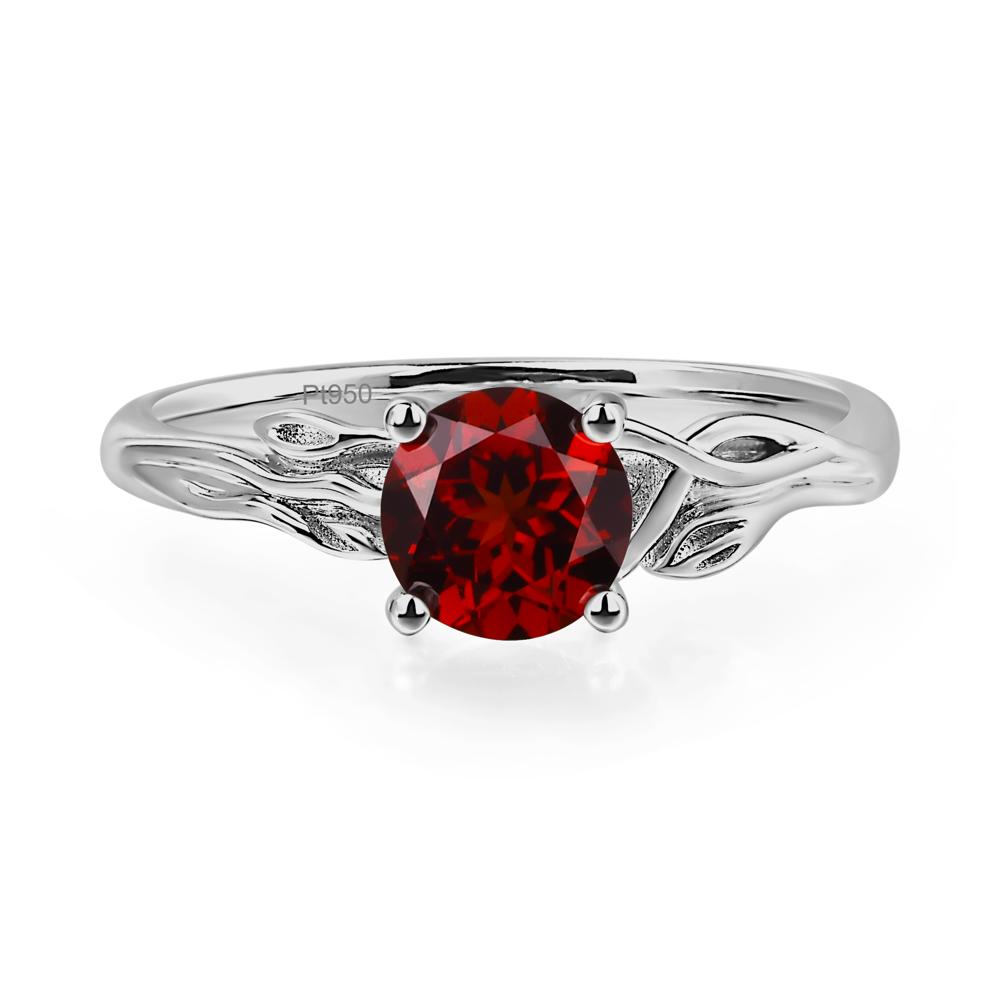 Petite Garnet Tender Leaf Ring - LUO Jewelry #metal_platinum